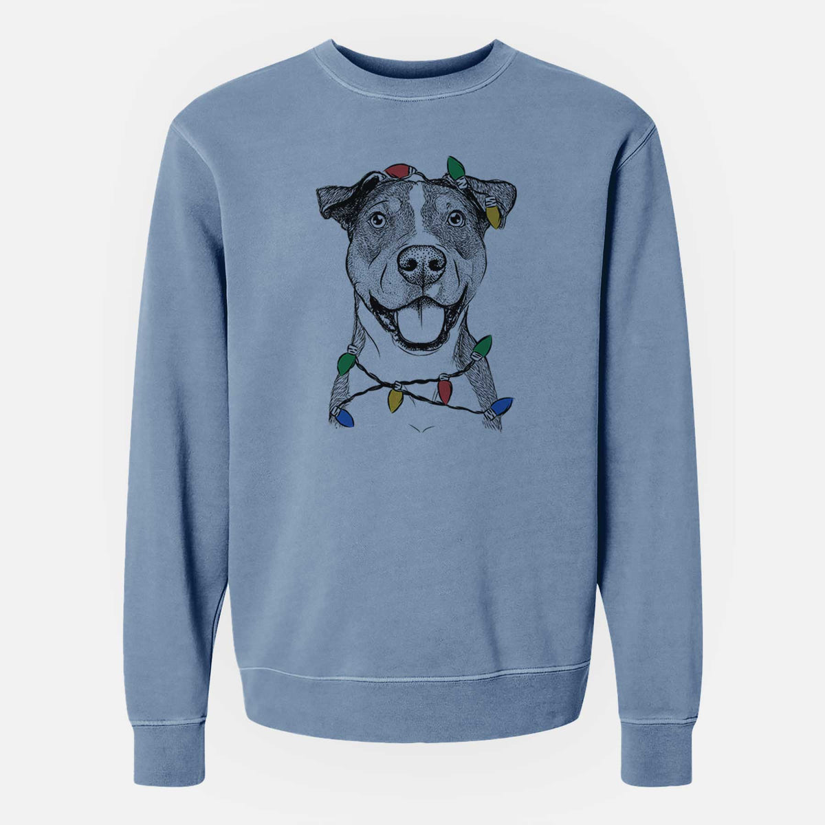 Christmas Lights Wendy the Mixed Breed - Unisex Pigment Dyed Crew Sweatshirt