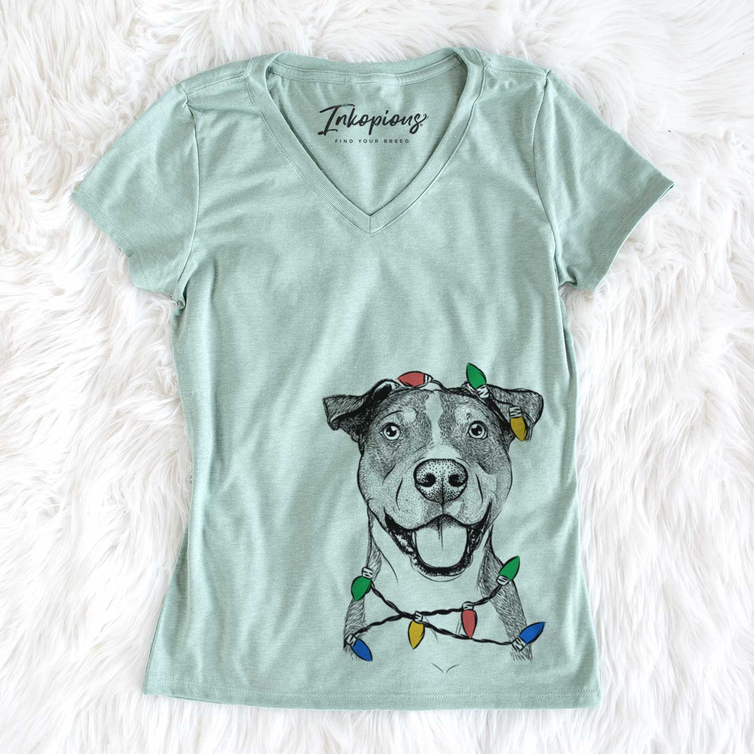 Christmas Lights Wendy the Mixed Breed - Women's V-neck Shirt