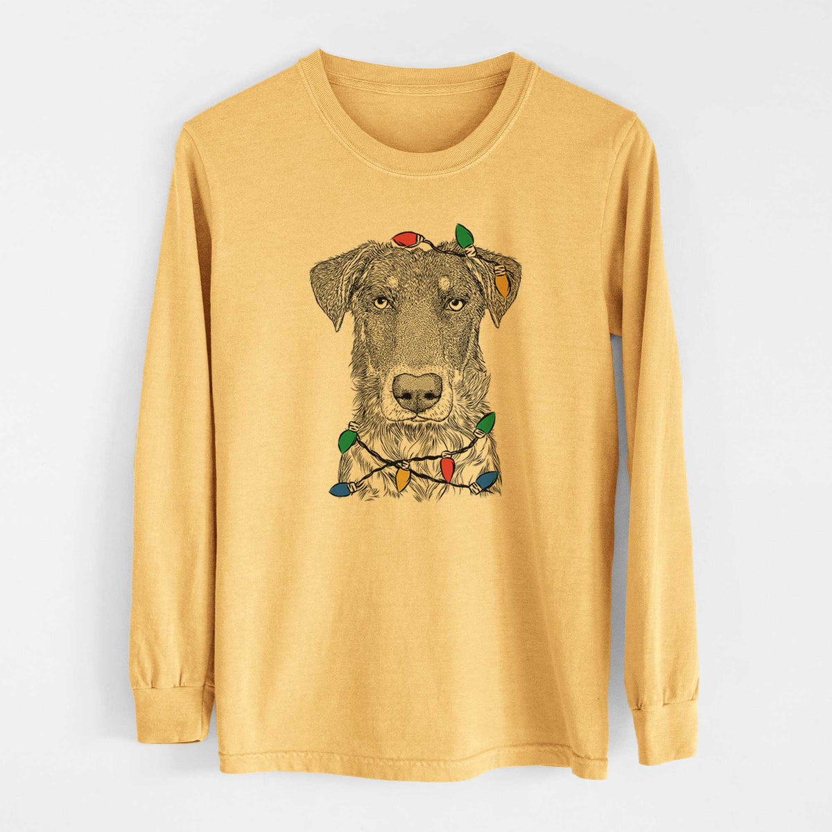 Christmas Lights Wesson the Beauceron - Heavyweight 100% Cotton Long Sleeve