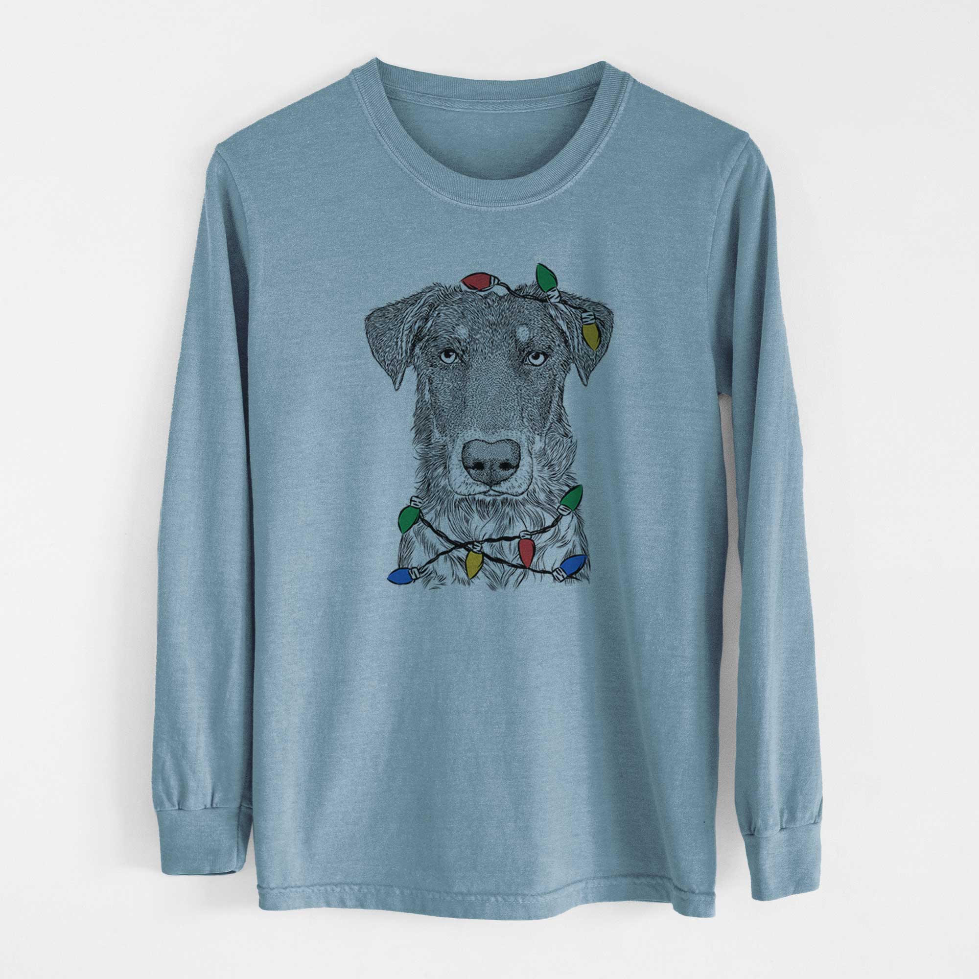 Christmas Lights Wesson the Beauceron - Heavyweight 100% Cotton Long Sleeve