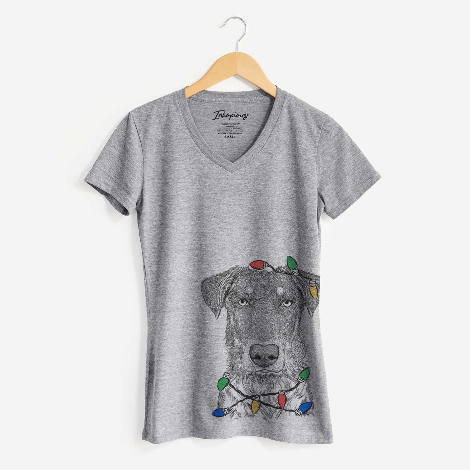 Christmas Lights Wesson the Beauceron - Women's V-neck Shirt
