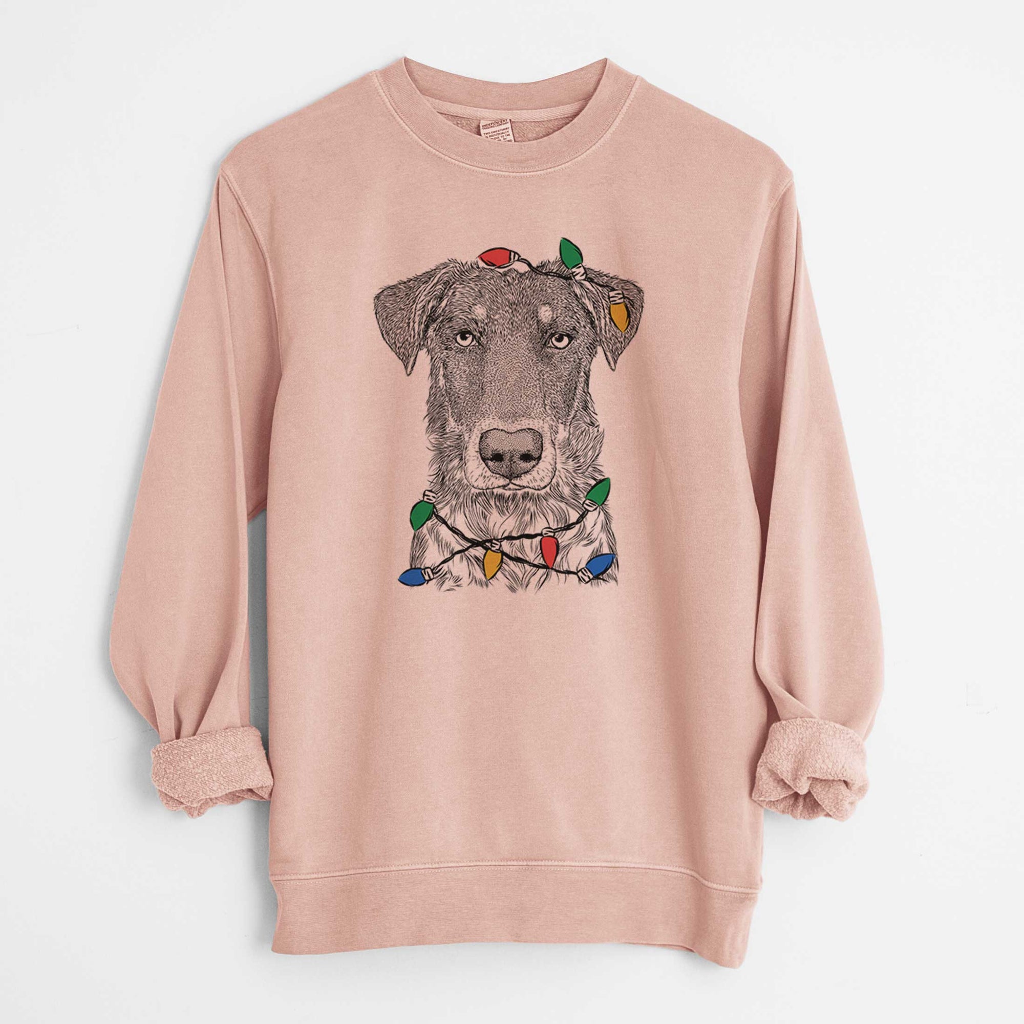 Christmas Lights Wesson the Beauceron - Unisex Pigment Dyed Crew Sweatshirt