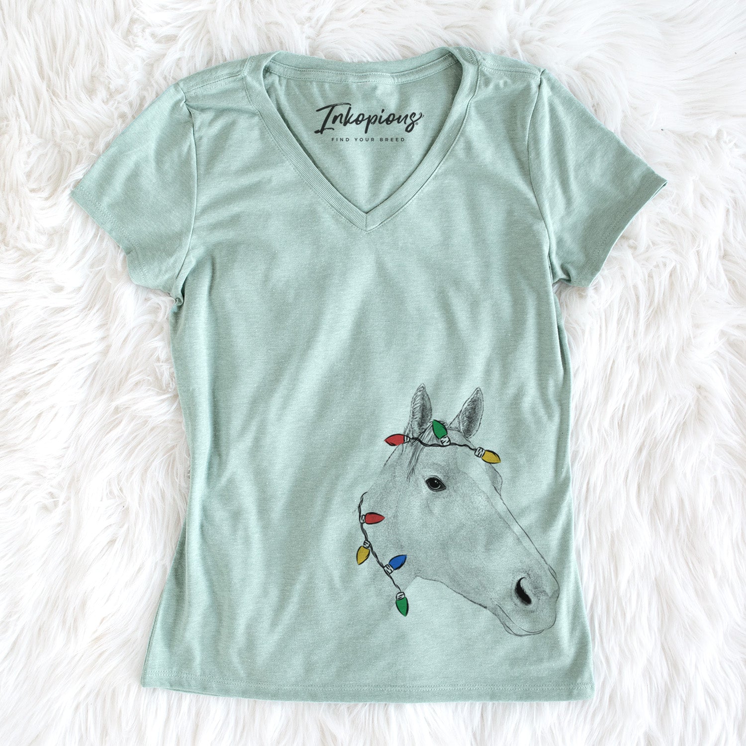 Christmas Lights Westley the Horse - Women's Perfect V-neck Shirt