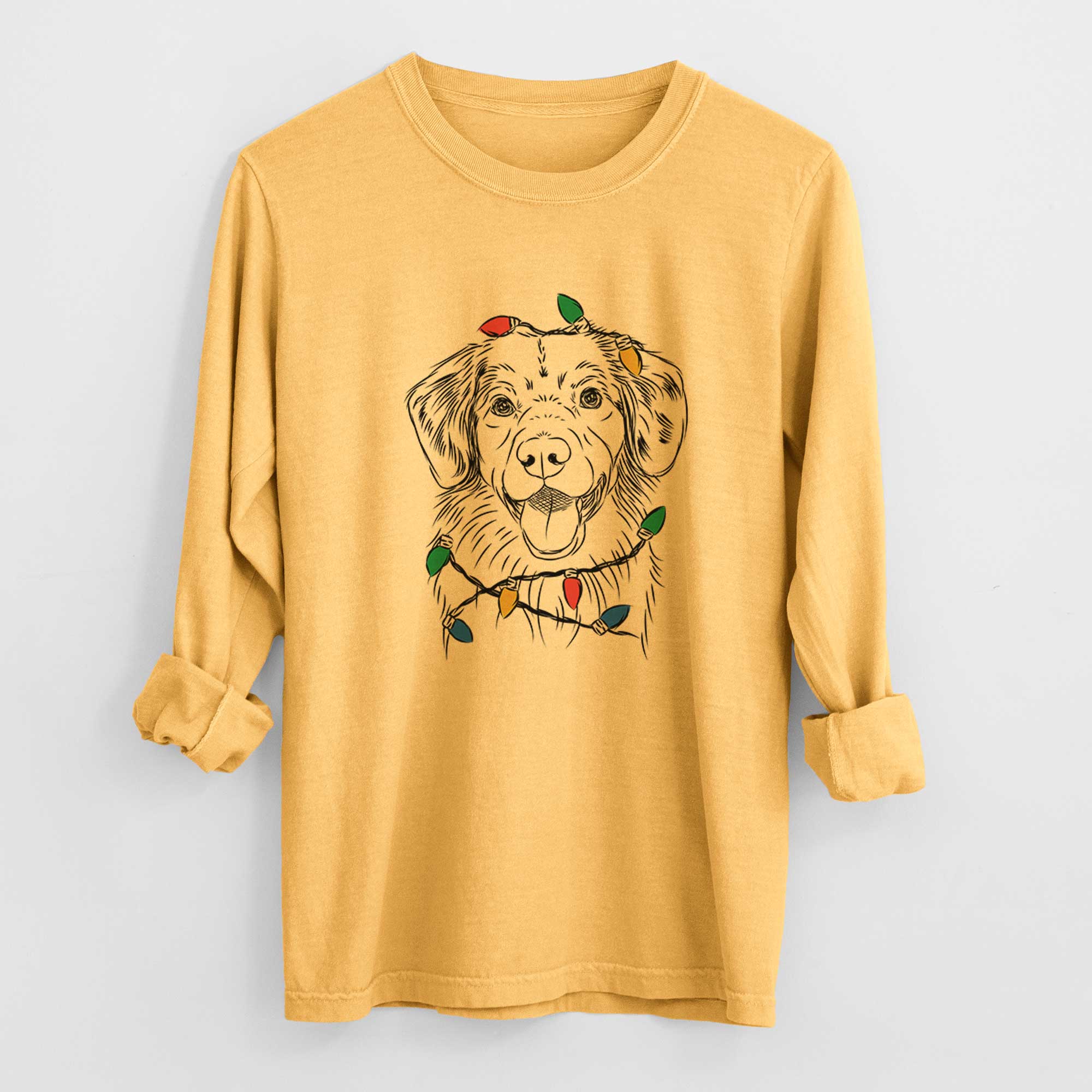 Christmas Lights Weston the Nova Scotia Duck Tolling Retriever - Heavyweight 100% Cotton Long Sleeve