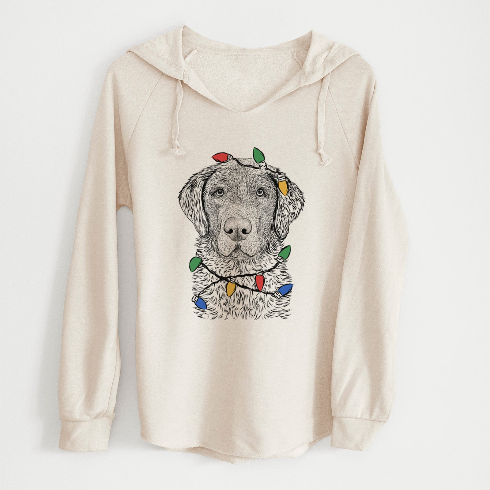 Christmas Lights Whiskey the Chocolate Lab - Cali Wave Hooded Sweatshirt