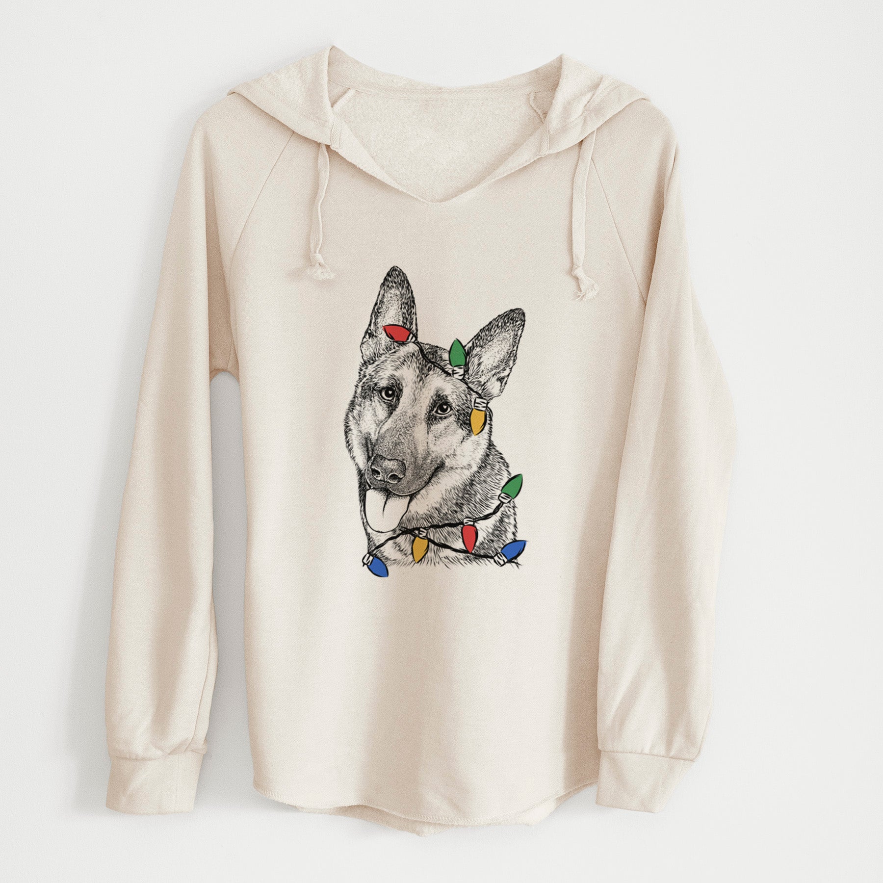 Christmas Lights Whitaker the German Shepherd - Cali Wave Hooded Sweatshirt