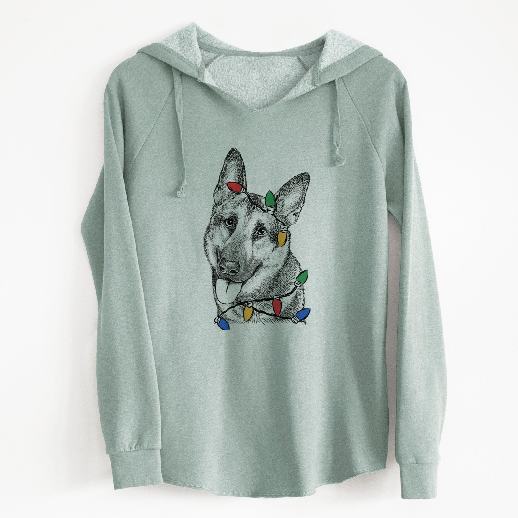 Christmas Lights Whitaker the German Shepherd - Cali Wave Hooded Sweatshirt