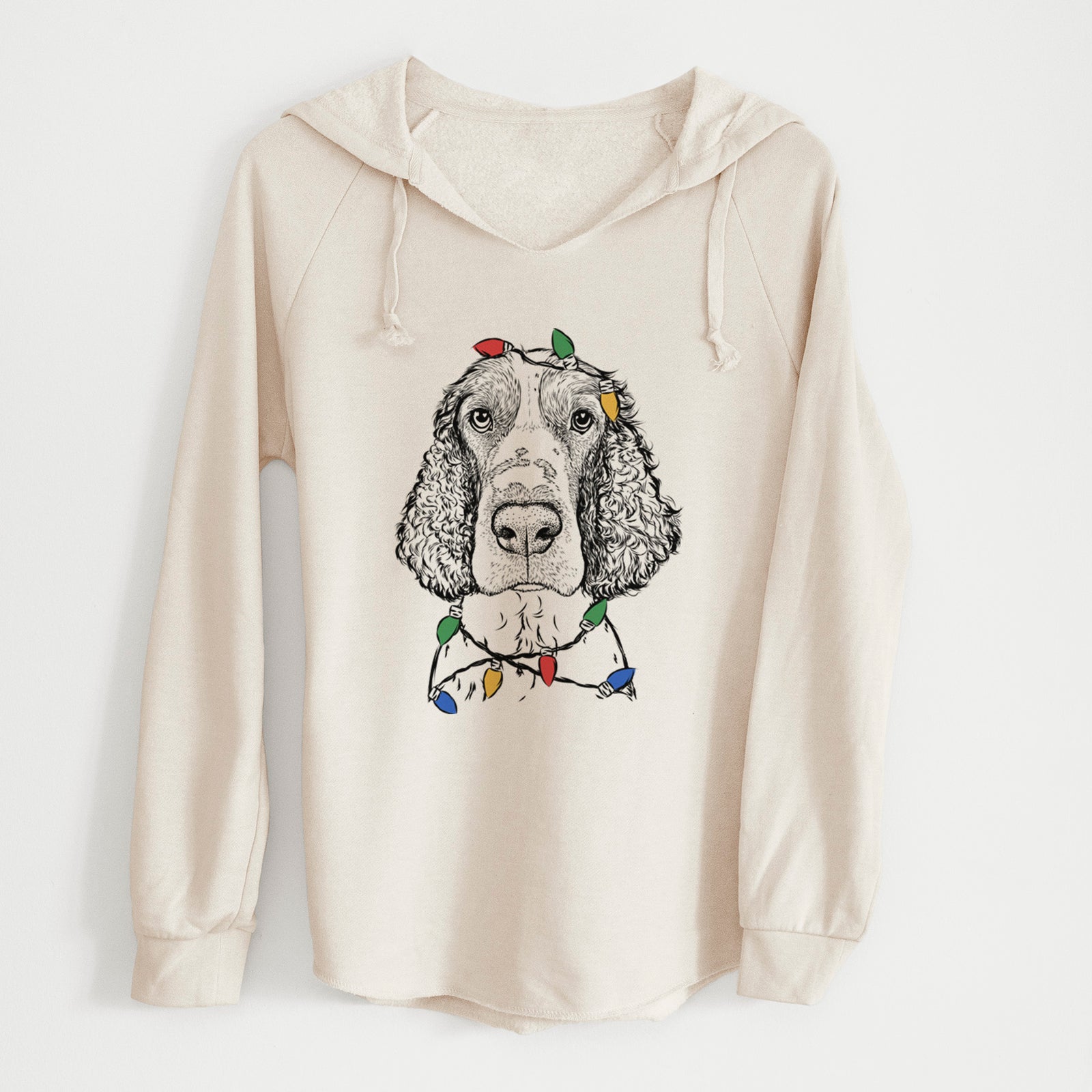 Christmas Lights Wilbur the English Springer Spaniel - Cali Wave Hooded Sweatshirt