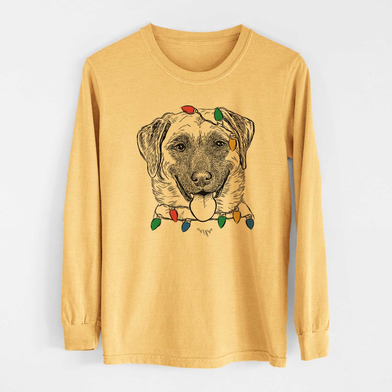 Christmas Lights Willow the Anatolian Shepherd - Heavyweight 100% Cotton Long Sleeve