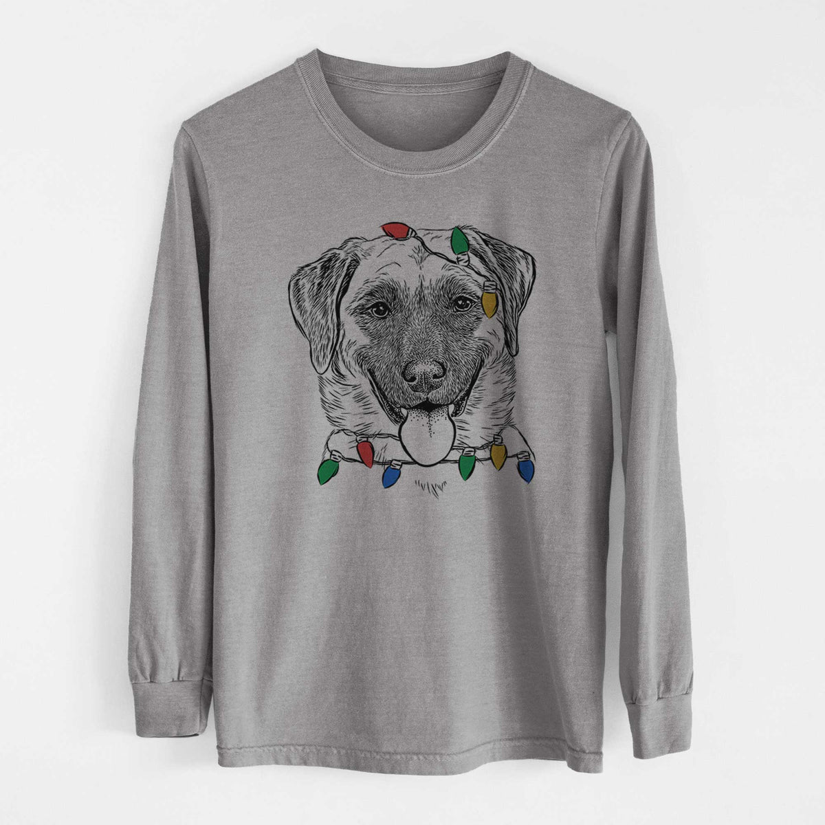 Christmas Lights Willow the Anatolian Shepherd - Heavyweight 100% Cotton Long Sleeve