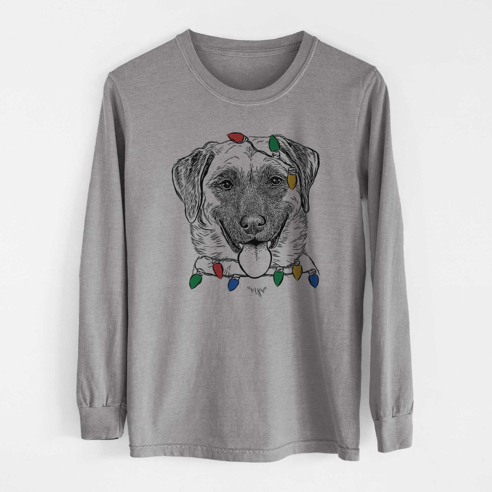 Christmas Lights Willow the Anatolian Shepherd - Heavyweight 100% Cotton Long Sleeve