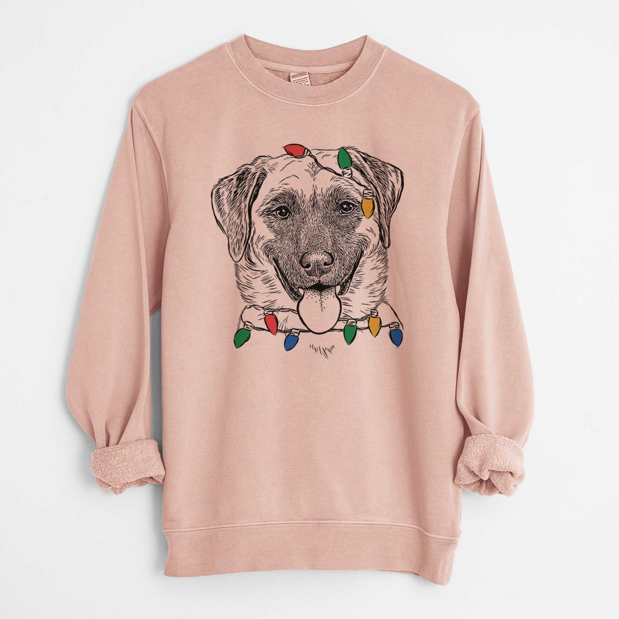 Christmas Lights Willow the Anatolian Shepherd - Unisex Pigment Dyed Crew Sweatshirt