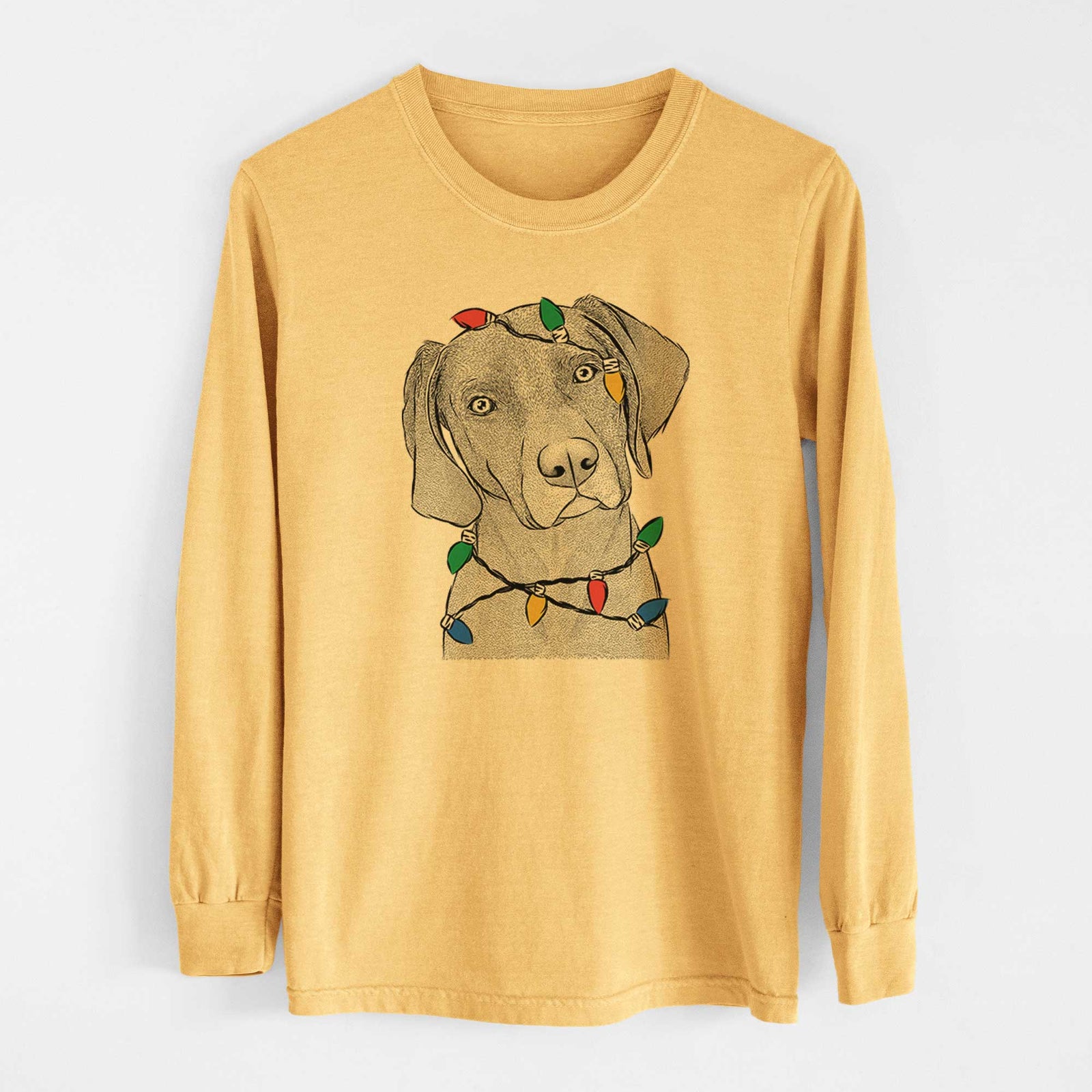 Christmas Lights Willow the Weizsla - Heavyweight 100% Cotton Long Sleeve