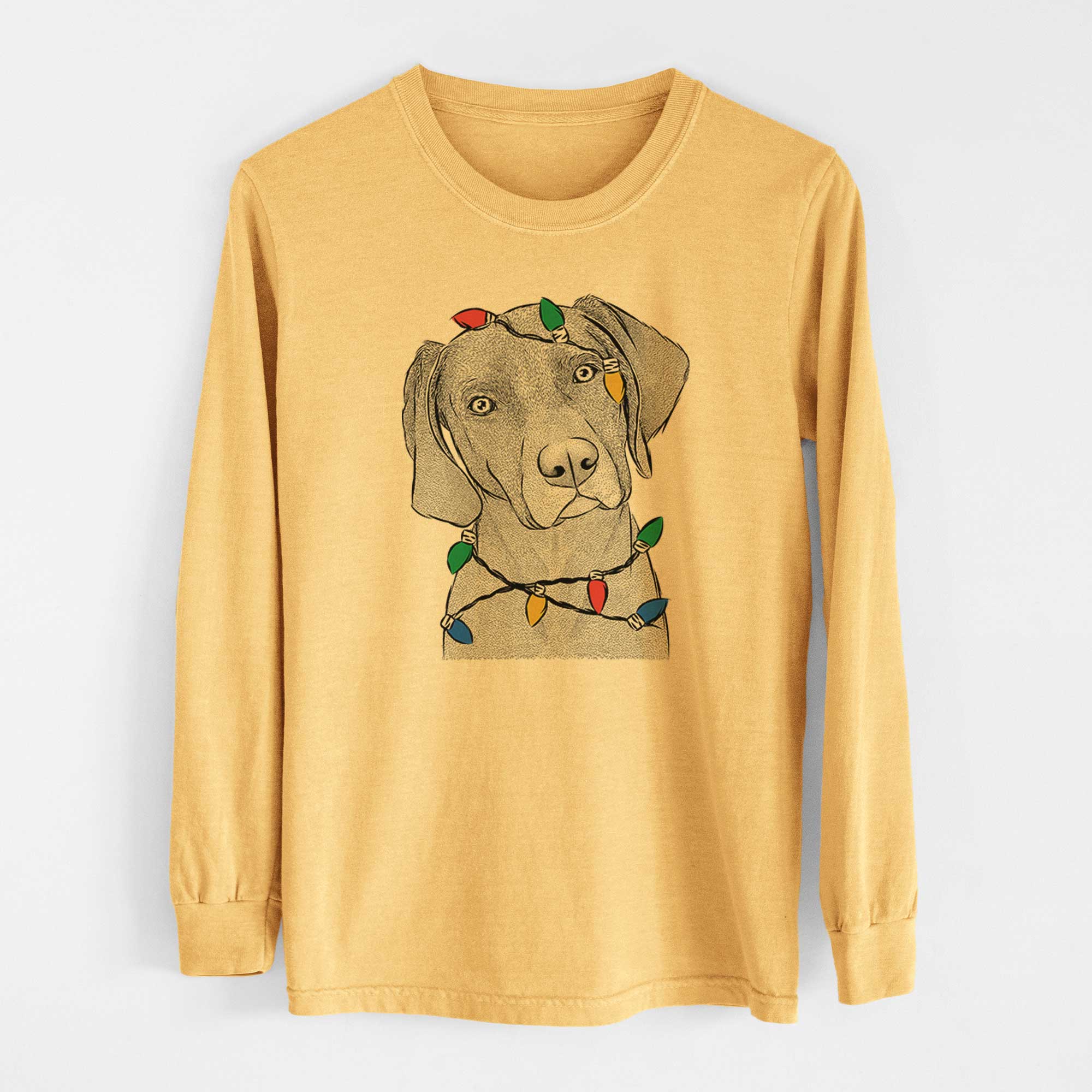 Christmas Lights Willow the Weizsla - Heavyweight 100% Cotton Long Sleeve