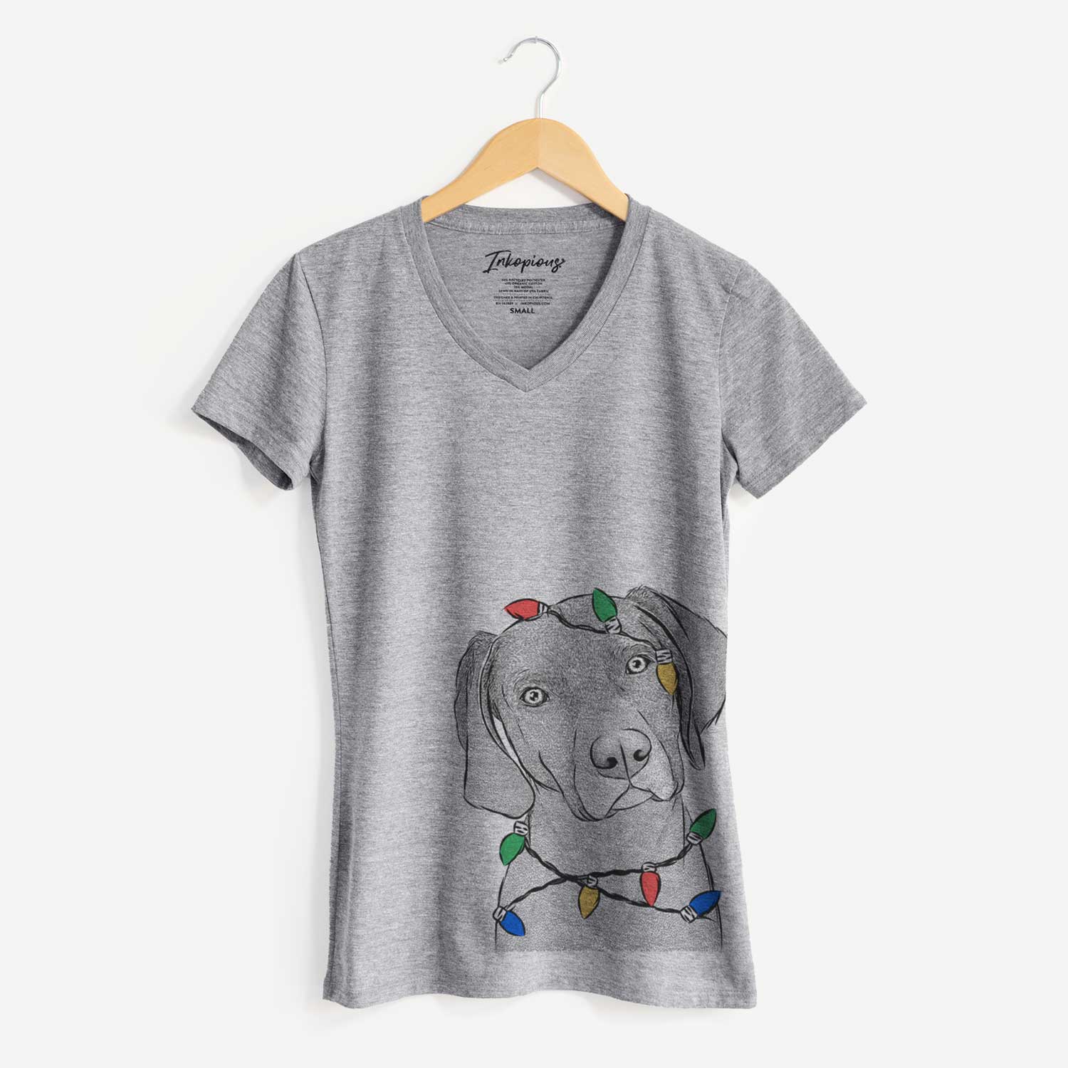 Christmas Lights Willow the Weizsla - Women's V-neck Shirt