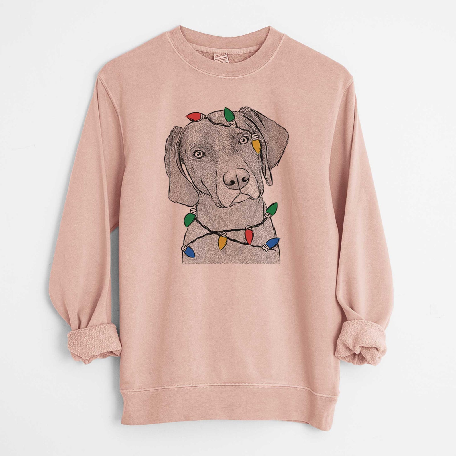 Christmas Lights Willow the Weizsla - Unisex Pigment Dyed Crew Sweatshirt