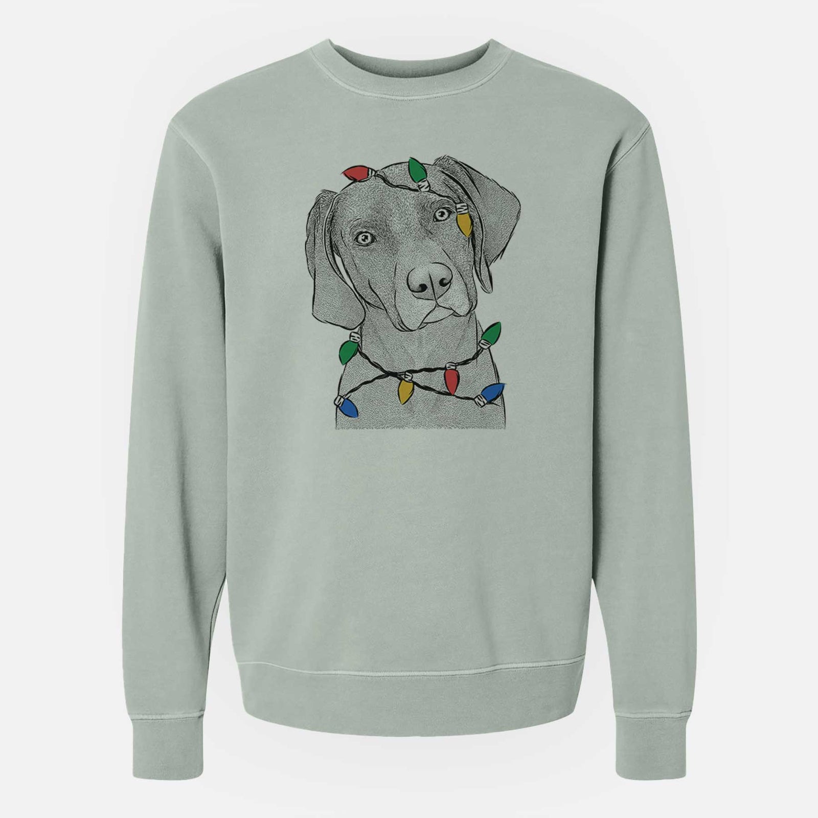 Christmas Lights Willow the Weizsla - Unisex Pigment Dyed Crew Sweatshirt