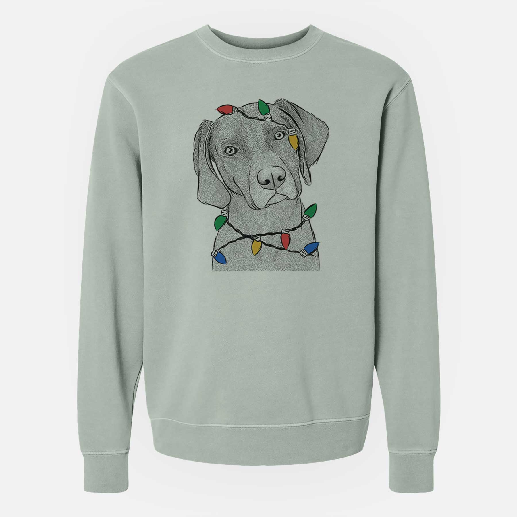 Christmas Lights Willow the Weizsla - Unisex Pigment Dyed Crew Sweatshirt