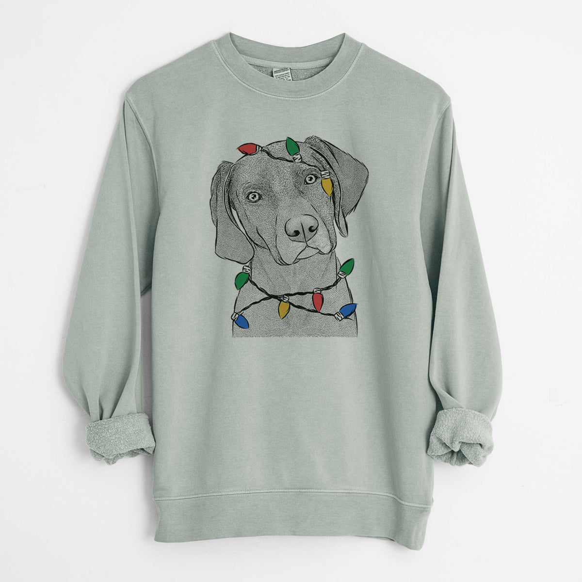Christmas Lights Willow the Weizsla - Unisex Pigment Dyed Crew Sweatshirt