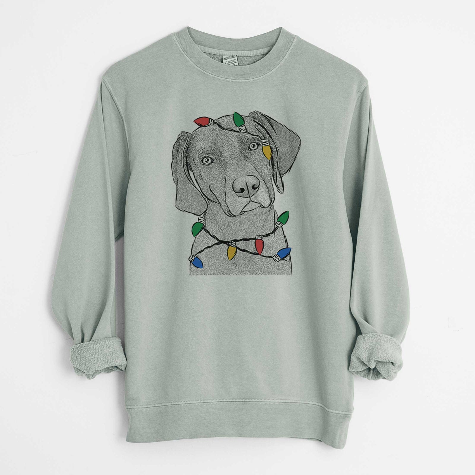 Christmas Lights Willow the Weizsla - Unisex Pigment Dyed Crew Sweatshirt