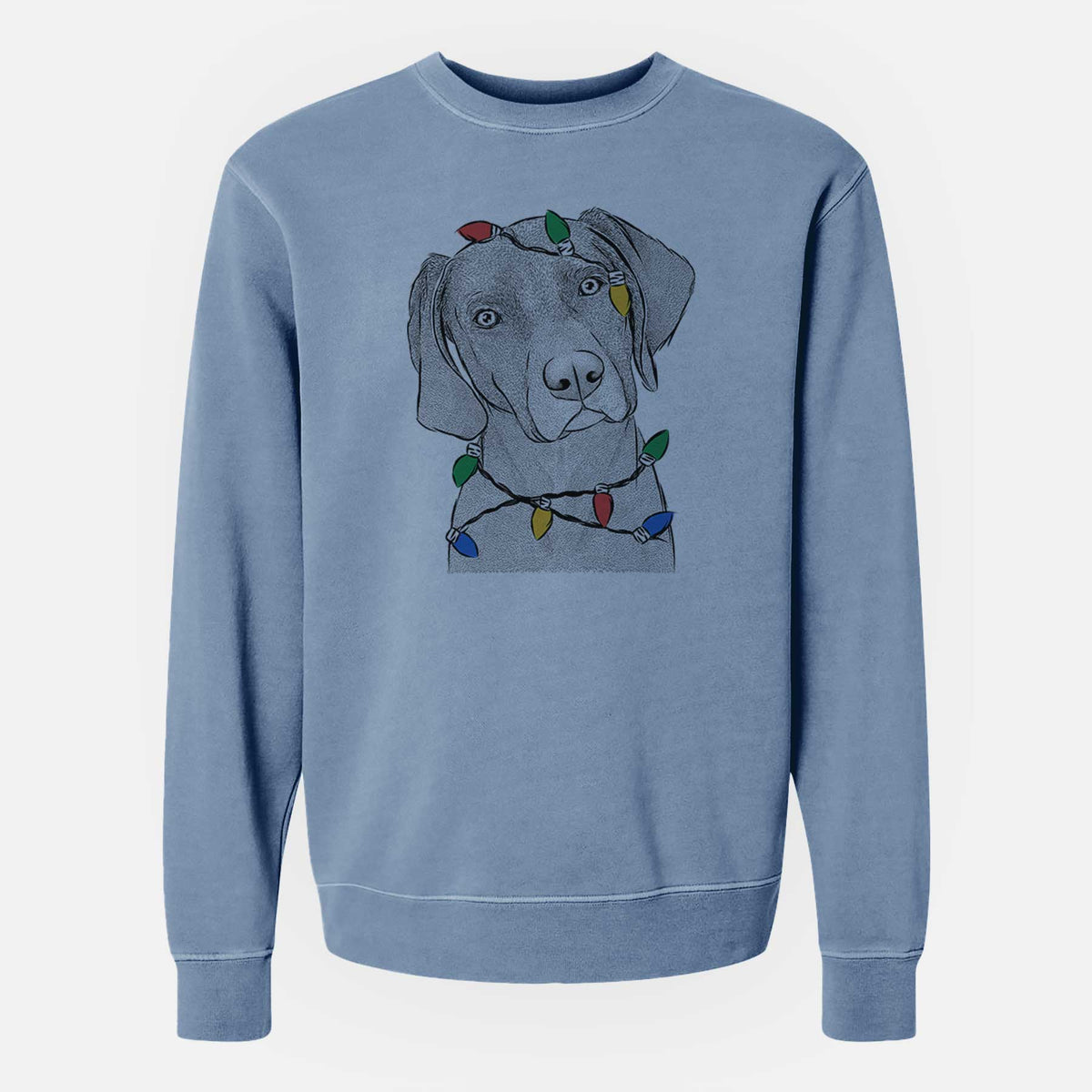 Christmas Lights Willow the Weizsla - Unisex Pigment Dyed Crew Sweatshirt