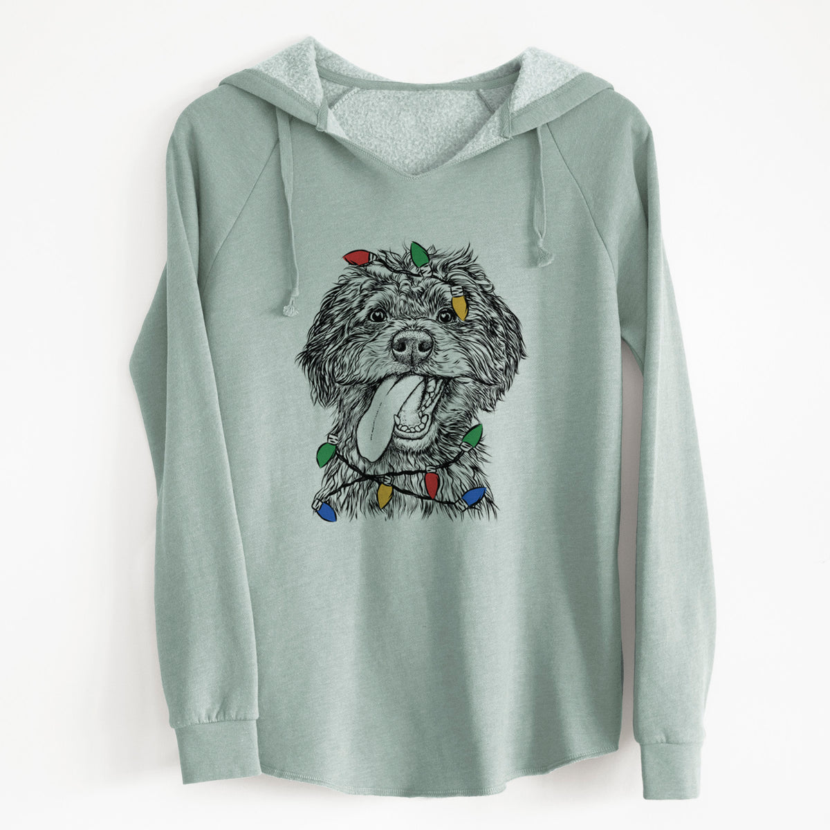 Christmas Lights Winnie the Mini Aussiedoodle - Cali Wave Hooded Sweatshirt
