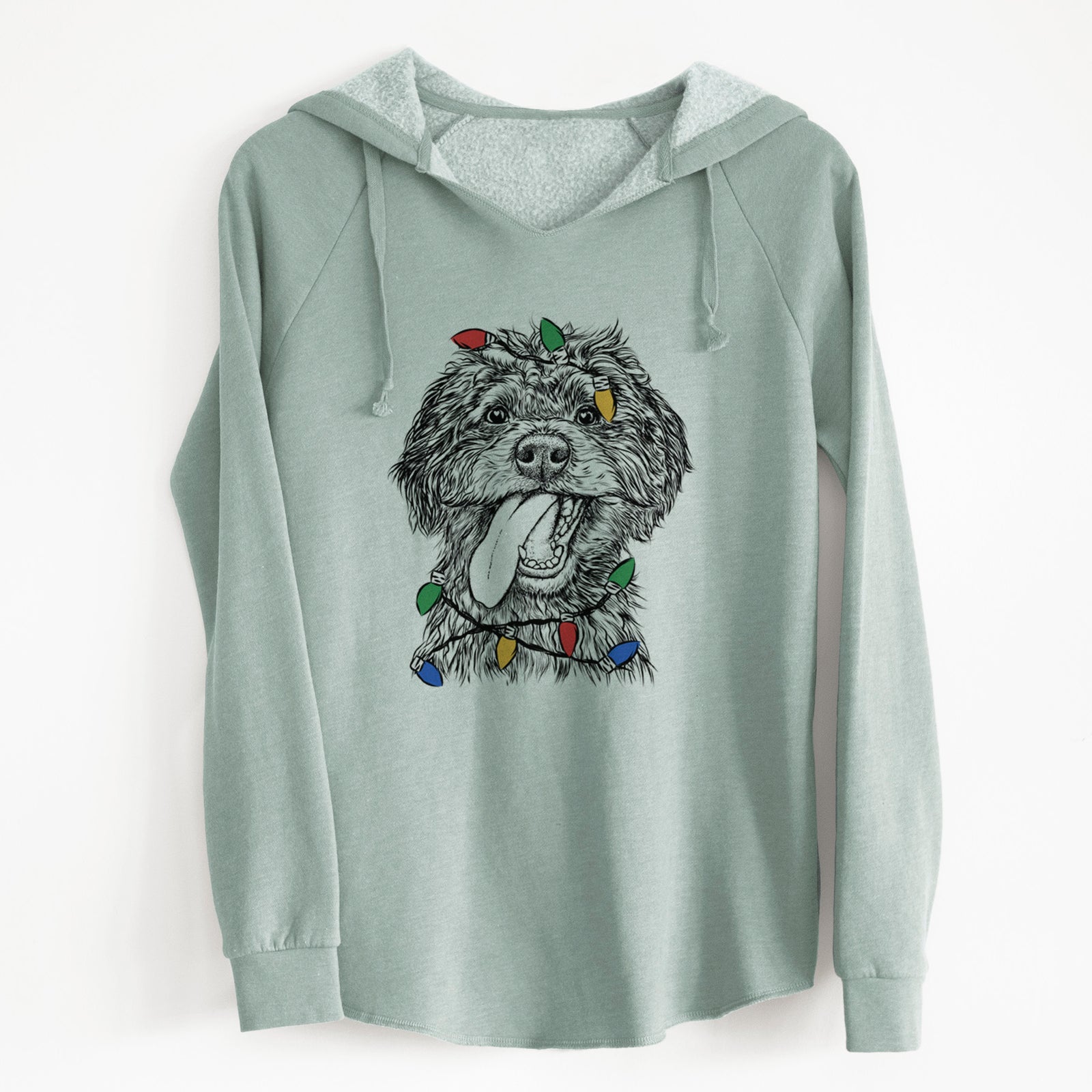 Christmas Lights Winnie the Mini Aussiedoodle - Cali Wave Hooded Sweatshirt