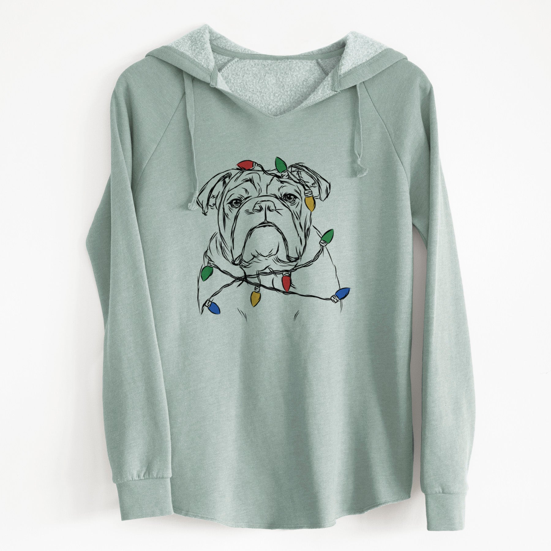 Christmas Lights Winston the English Bulldog - Cali Wave Hooded Sweatshirt