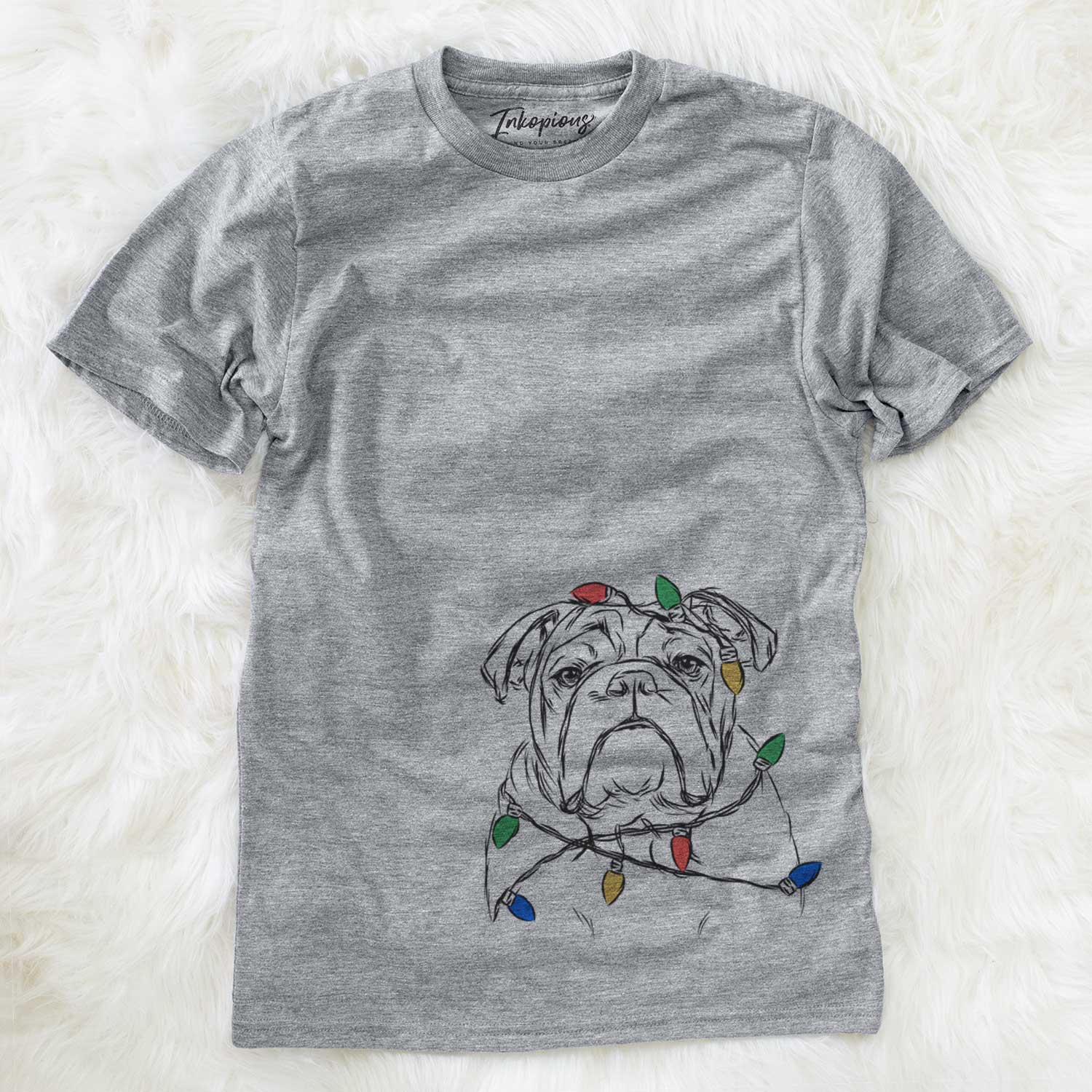 Christmas Lights Winston the English Bulldog - Unisex Crewneck