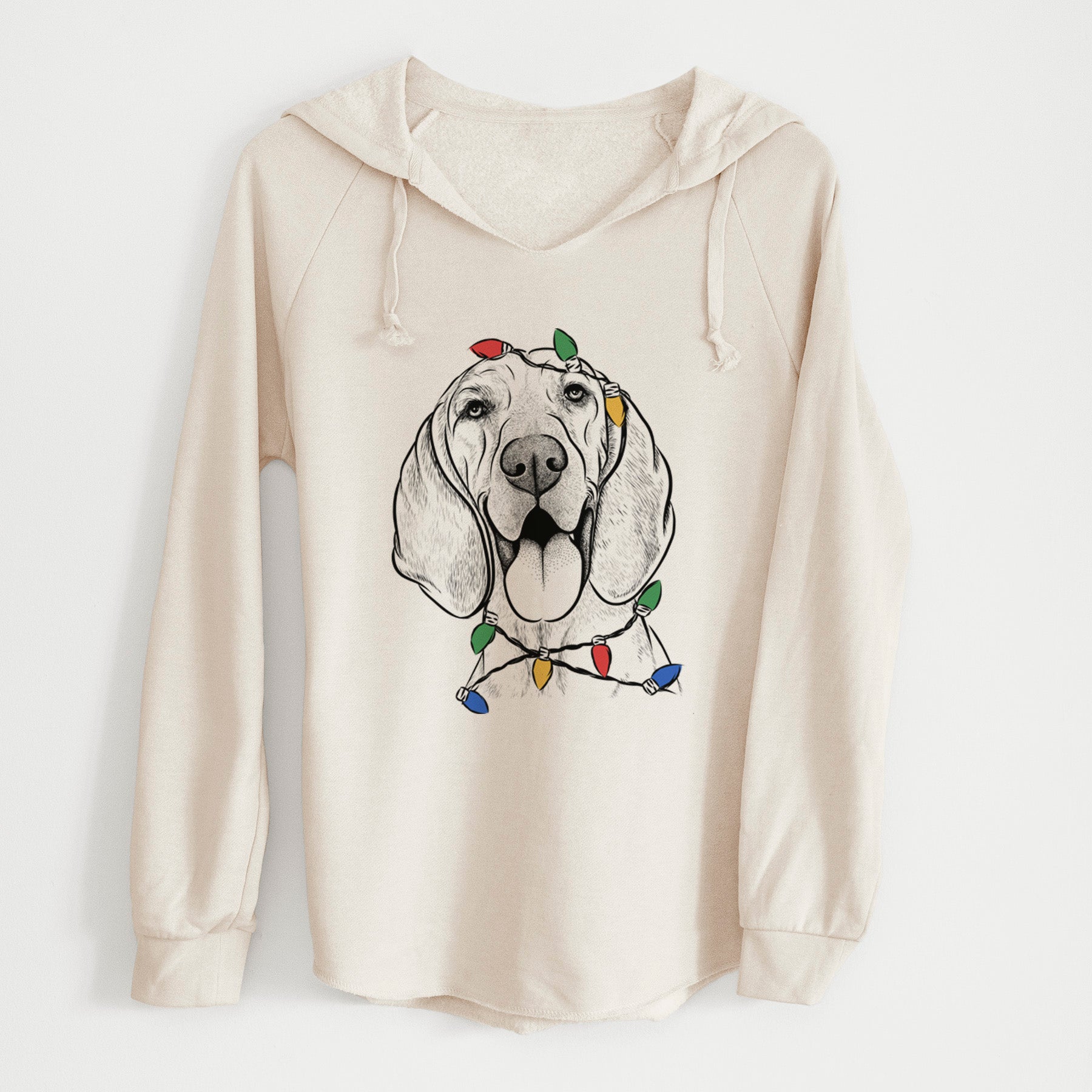 Christmas Lights Winston the Redbone Coonhound - Cali Wave Hooded Sweatshirt