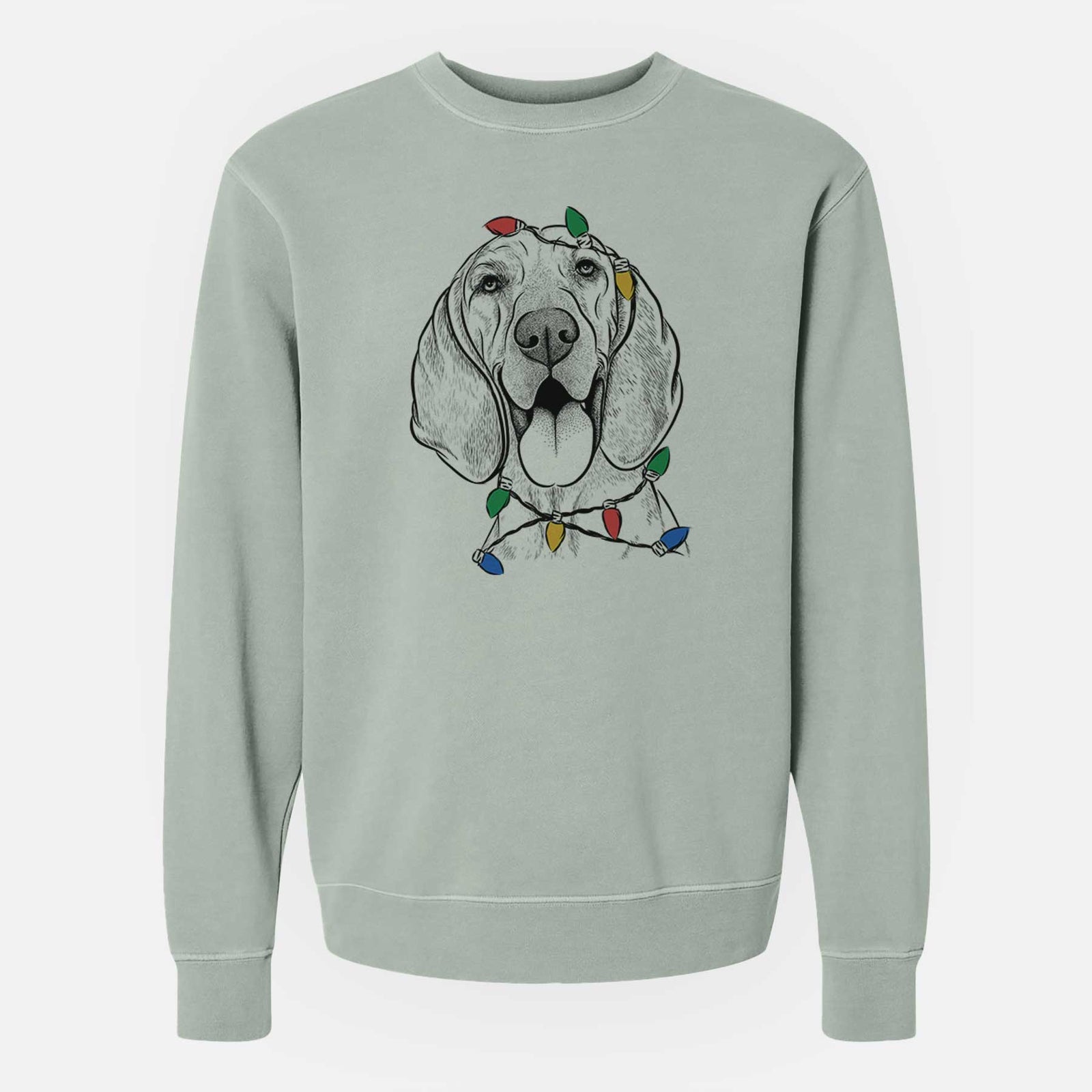 Christmas Lights Winston the Redbone Coonhound - Unisex Pigment Dyed Crew Sweatshirt