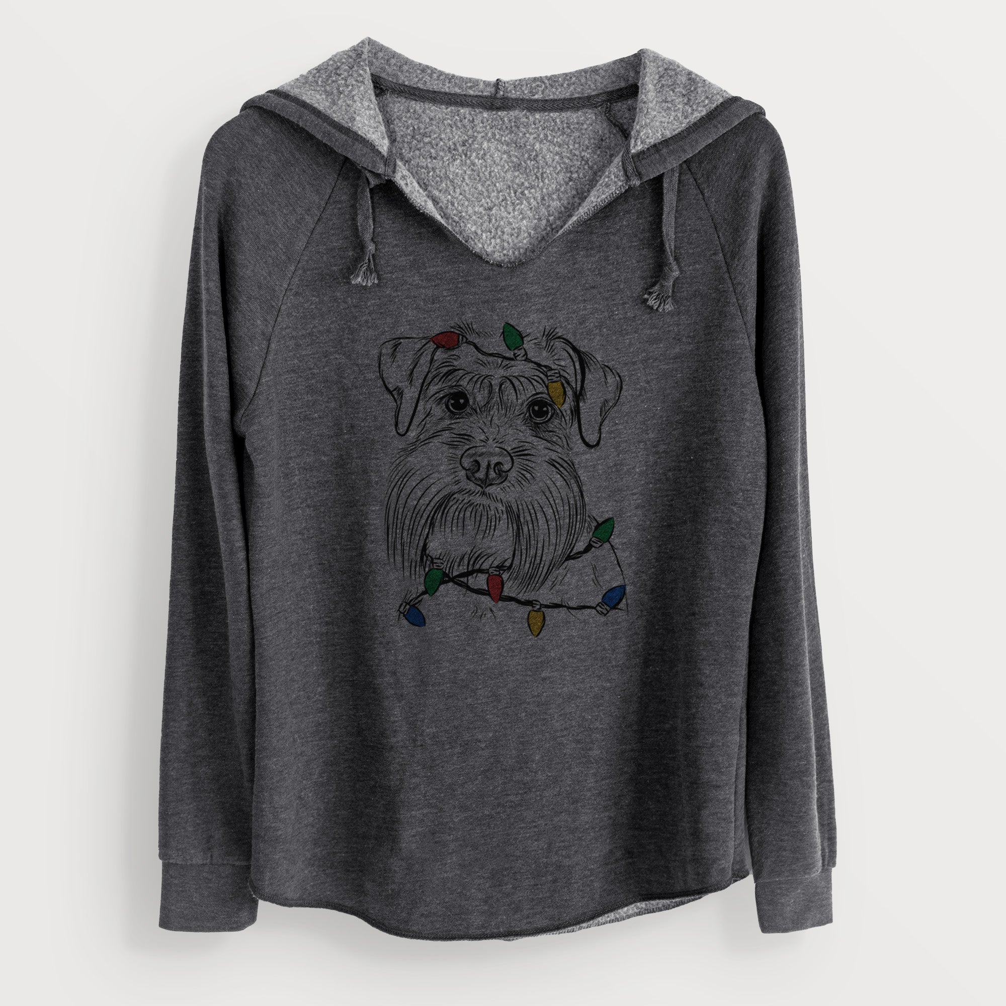 Christmas Lights Wrigley the Schnauzer - Cali Wave Hooded Sweatshirt