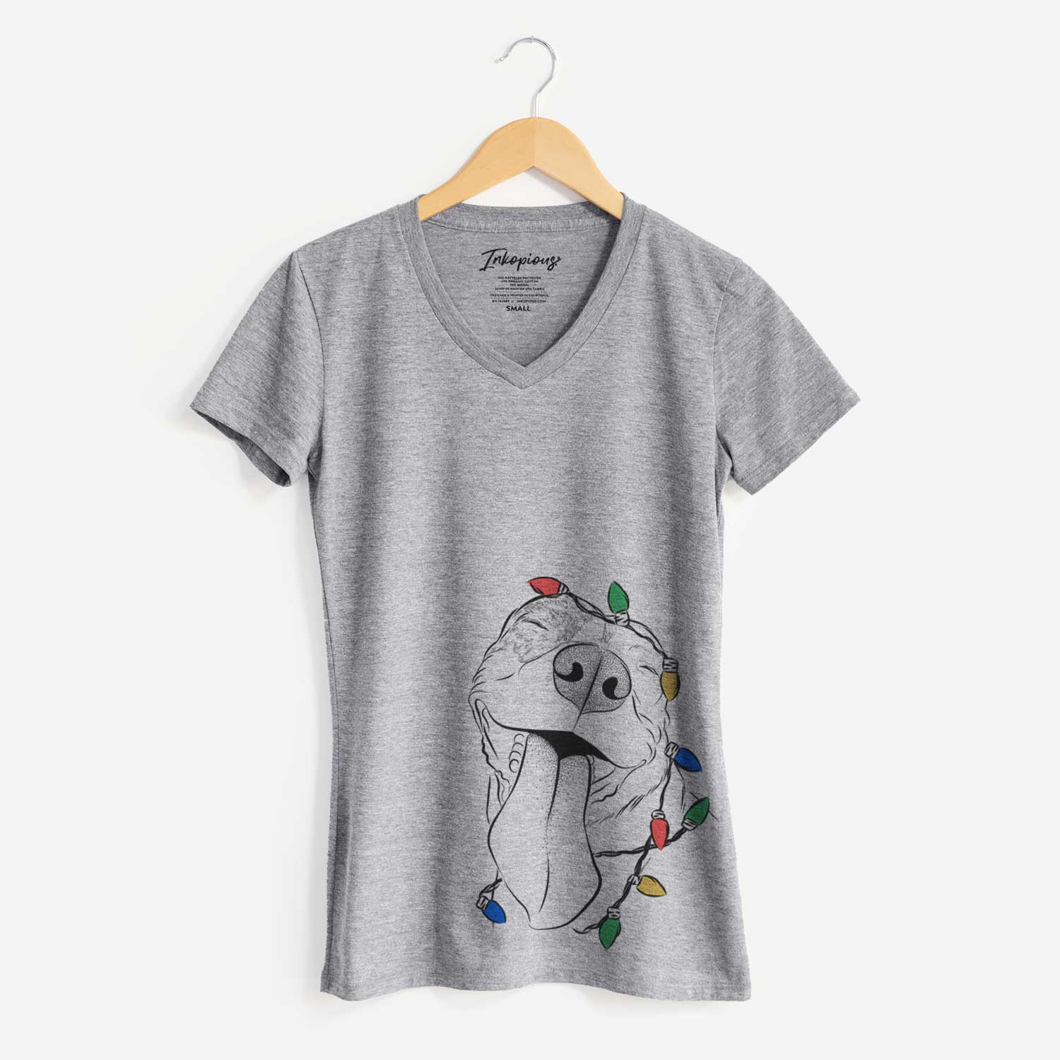 Christmas Lights Xena the American Staffordshire Terrier - Women's V-neck Shirt