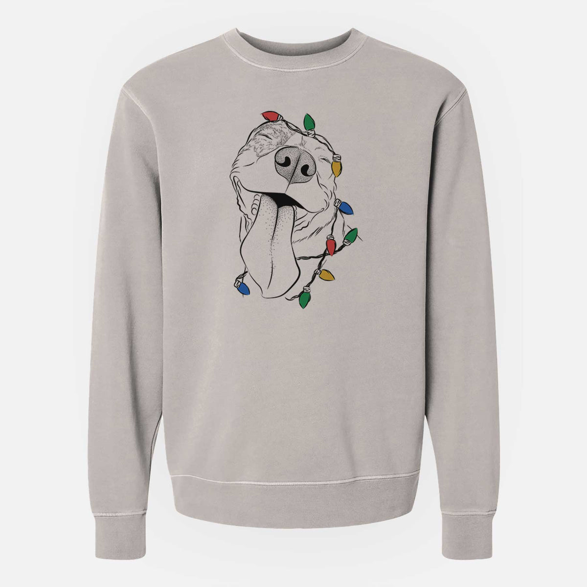 Christmas Lights Xena the American Staffordshire Terrier - Unisex Pigment Dyed Crew Sweatshirt