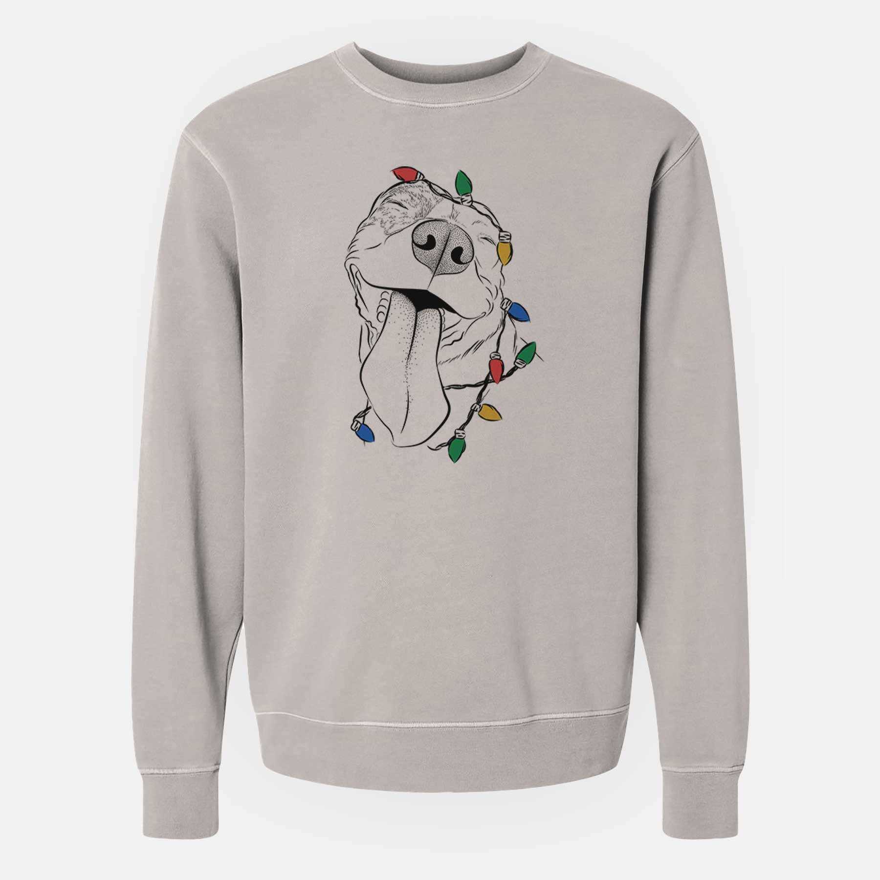 Christmas Lights Xena the American Staffordshire Terrier - Unisex Pigment Dyed Crew Sweatshirt