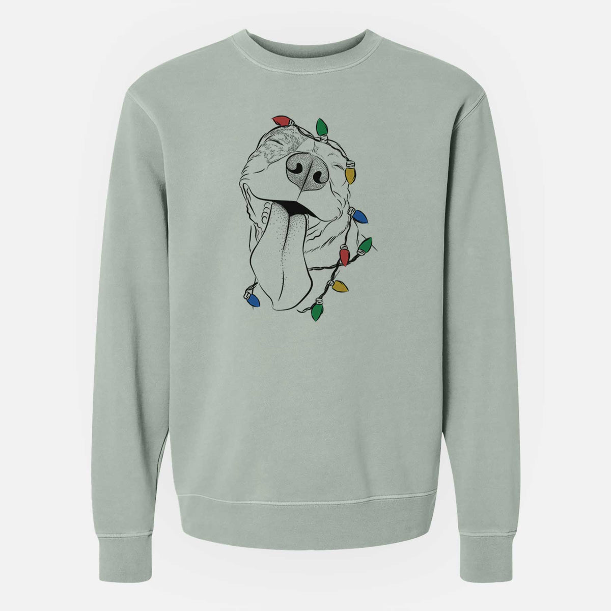 Christmas Lights Xena the American Staffordshire Terrier - Unisex Pigment Dyed Crew Sweatshirt