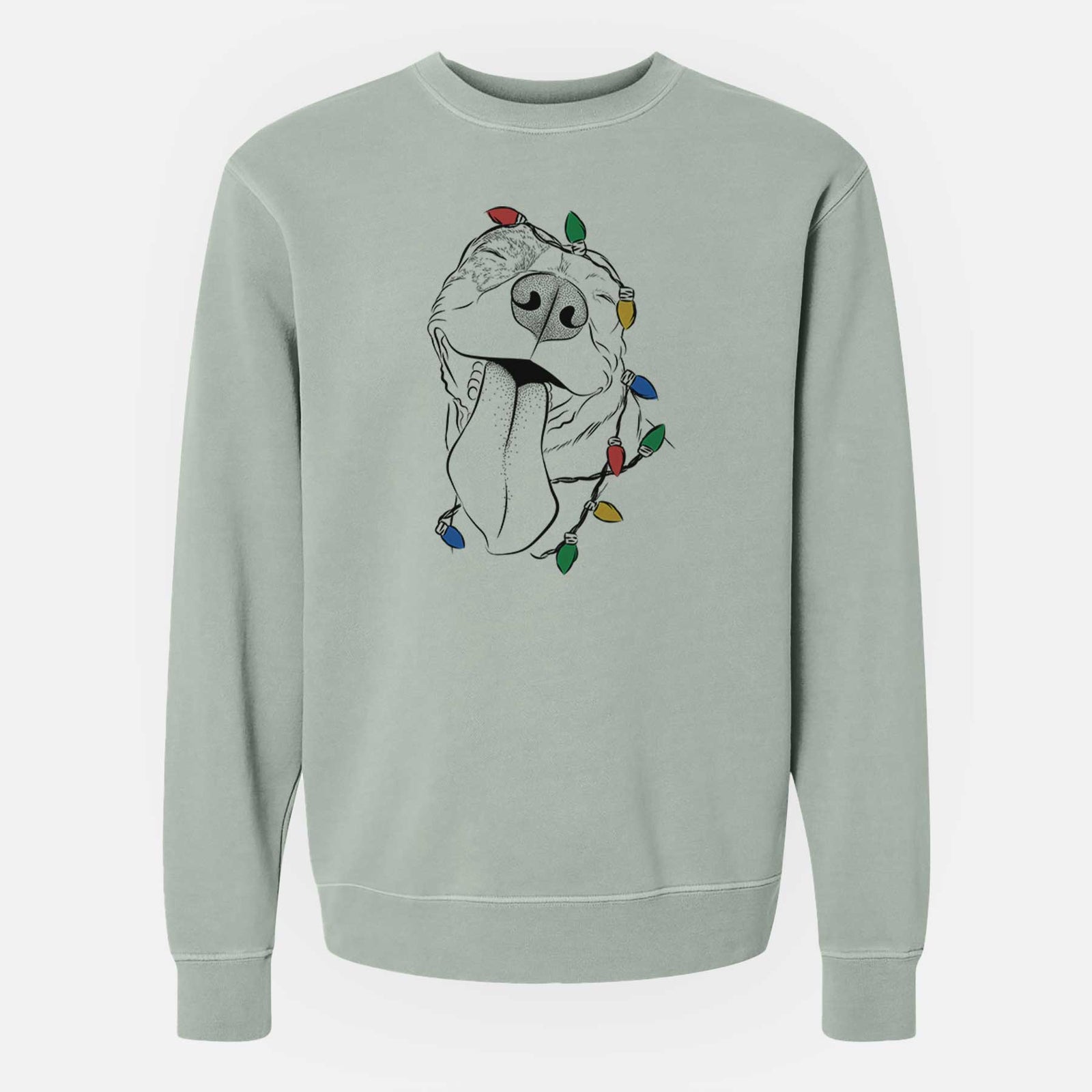 Christmas Lights Xena the American Staffordshire Terrier - Unisex Pigment Dyed Crew Sweatshirt