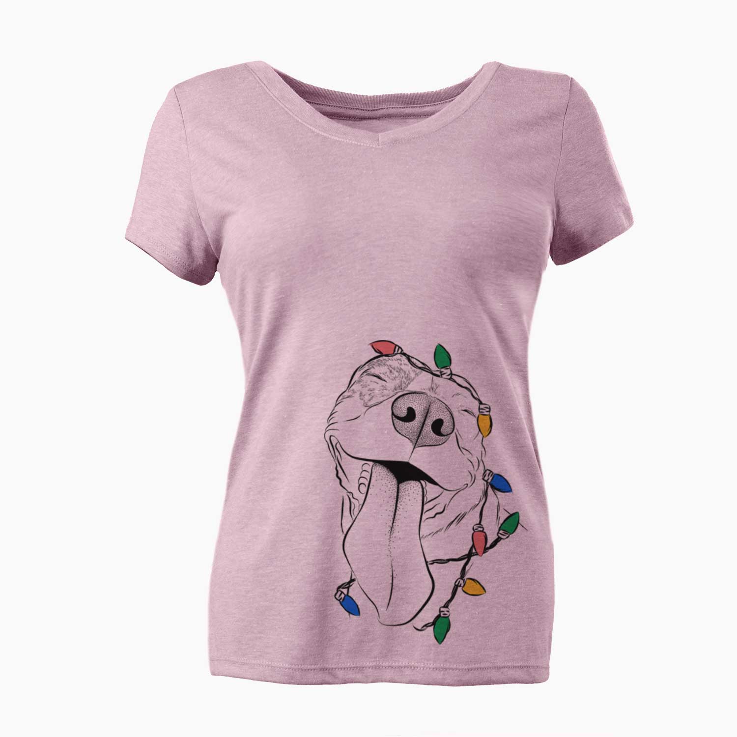 Christmas Lights Xena the American Staffordshire Terrier - Women's V-neck Shirt