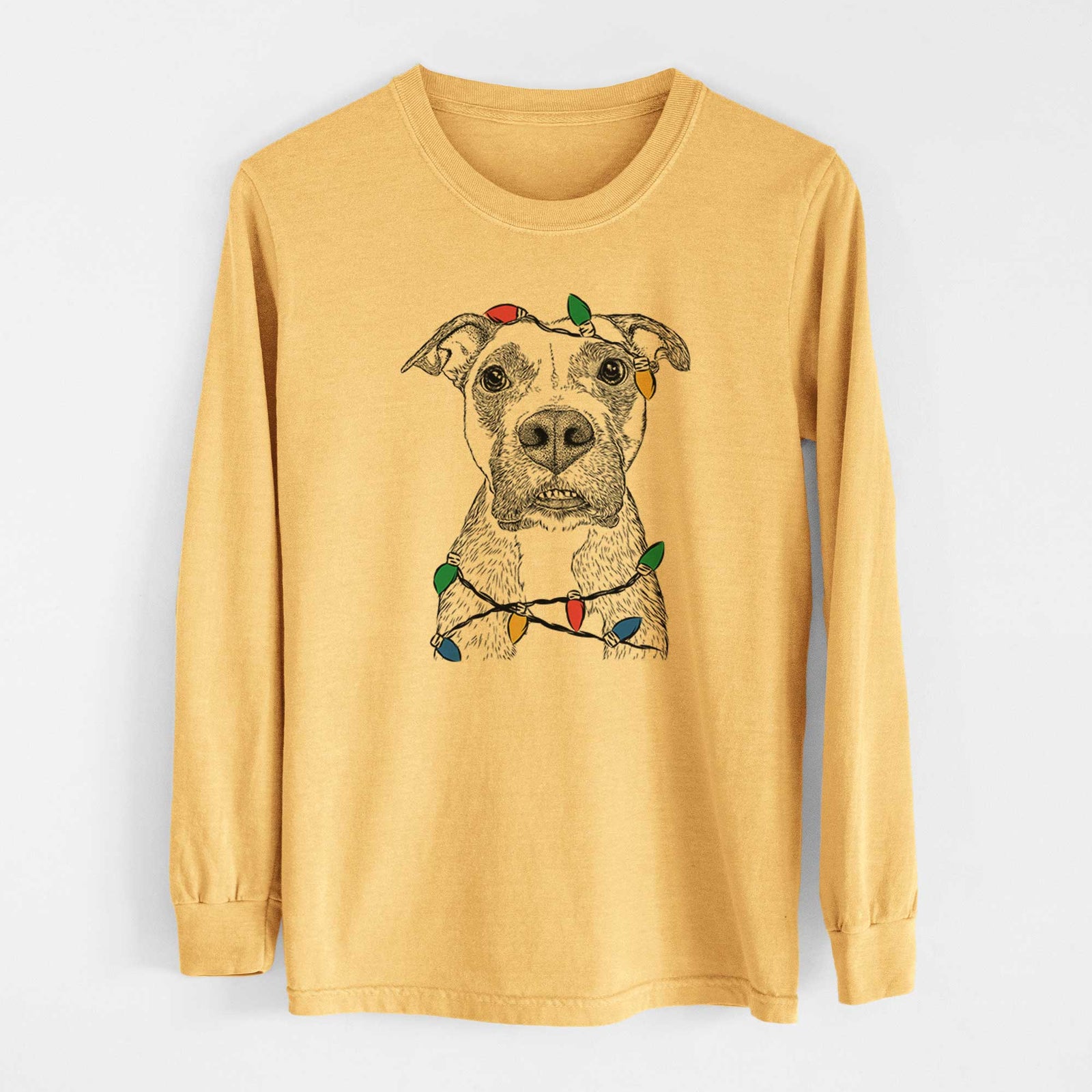 Christmas Lights Xena the Mixed Breed - Heavyweight 100% Cotton Long Sleeve