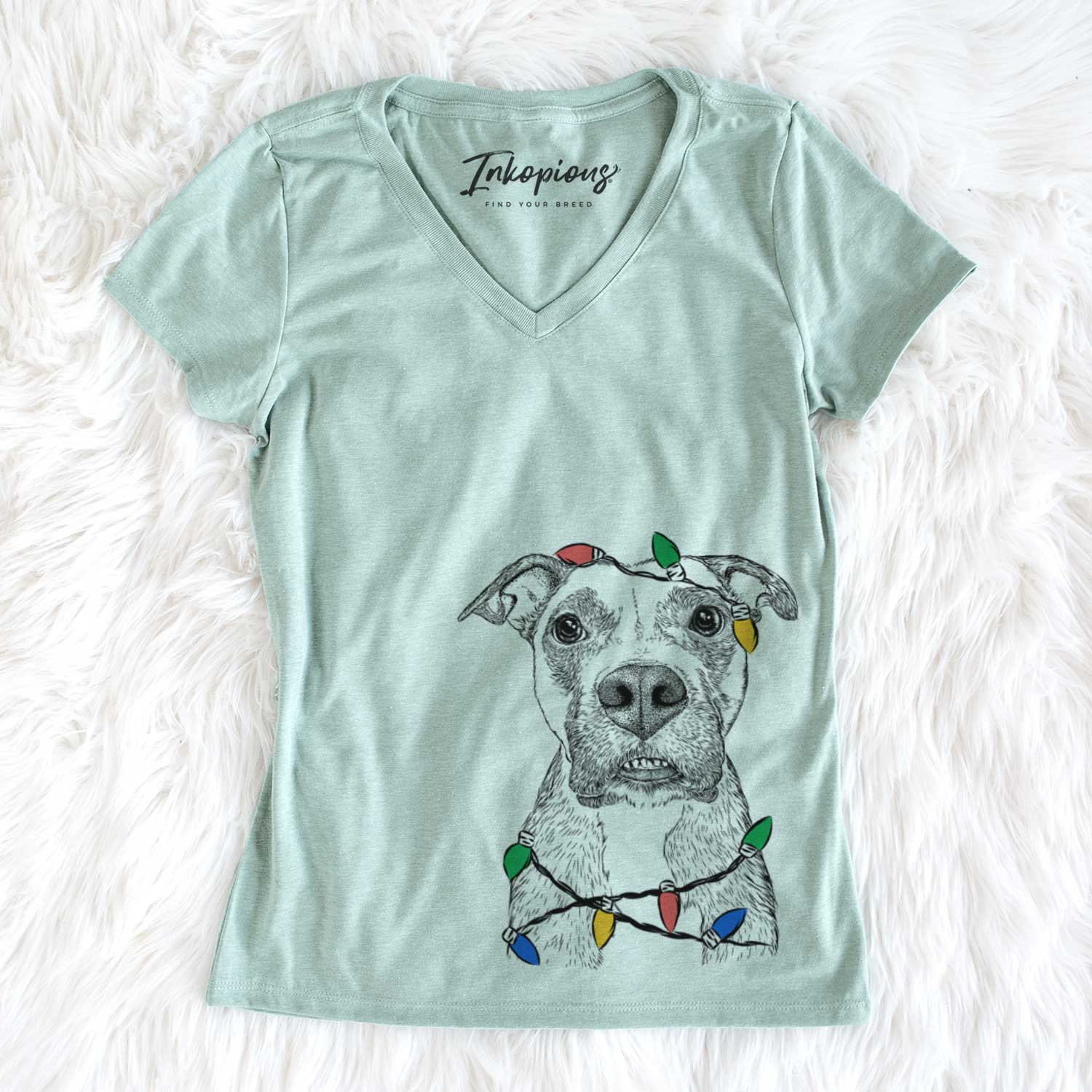 Christmas Lights Xena the Mixed Breed - Women's V-neck Shirt