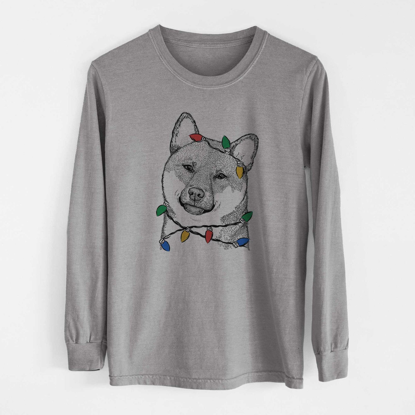 Christmas Lights Yakuza the Shiba Inu - Heavyweight 100% Cotton Long Sleeve