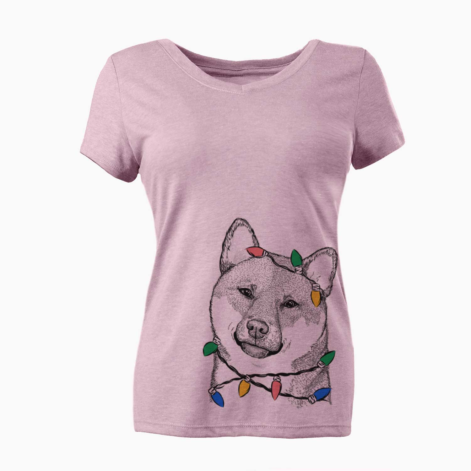 Christmas Lights Yakuza the Shiba Inu - Women's V-neck Shirt