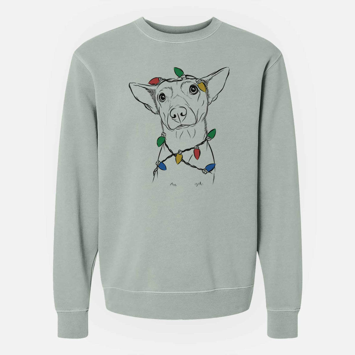 Christmas Lights Yogi the Mixed Breed - Unisex Pigment Dyed Crew Sweatshirt