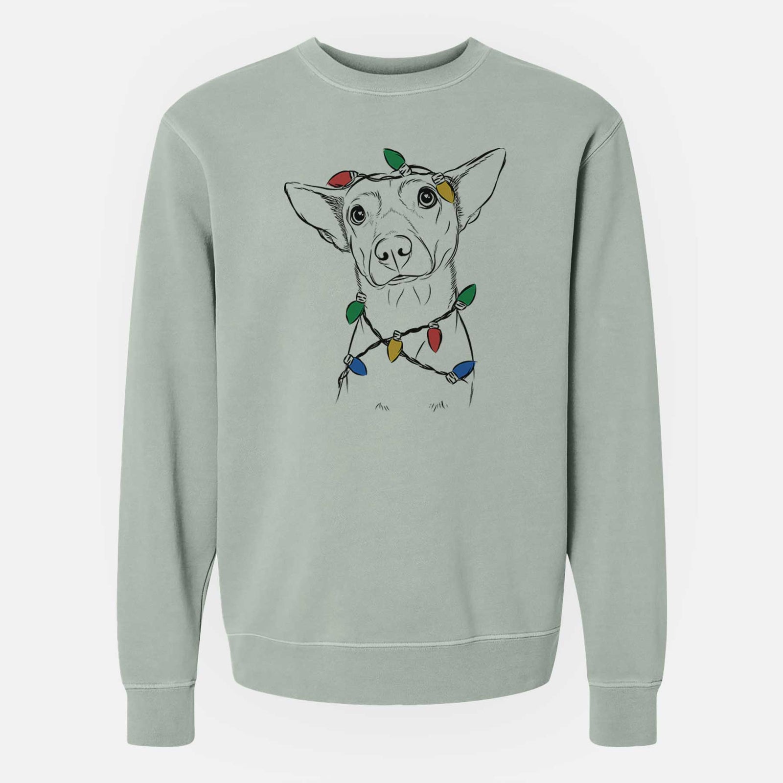 Christmas Lights Yogi the Mixed Breed - Unisex Pigment Dyed Crew Sweatshirt