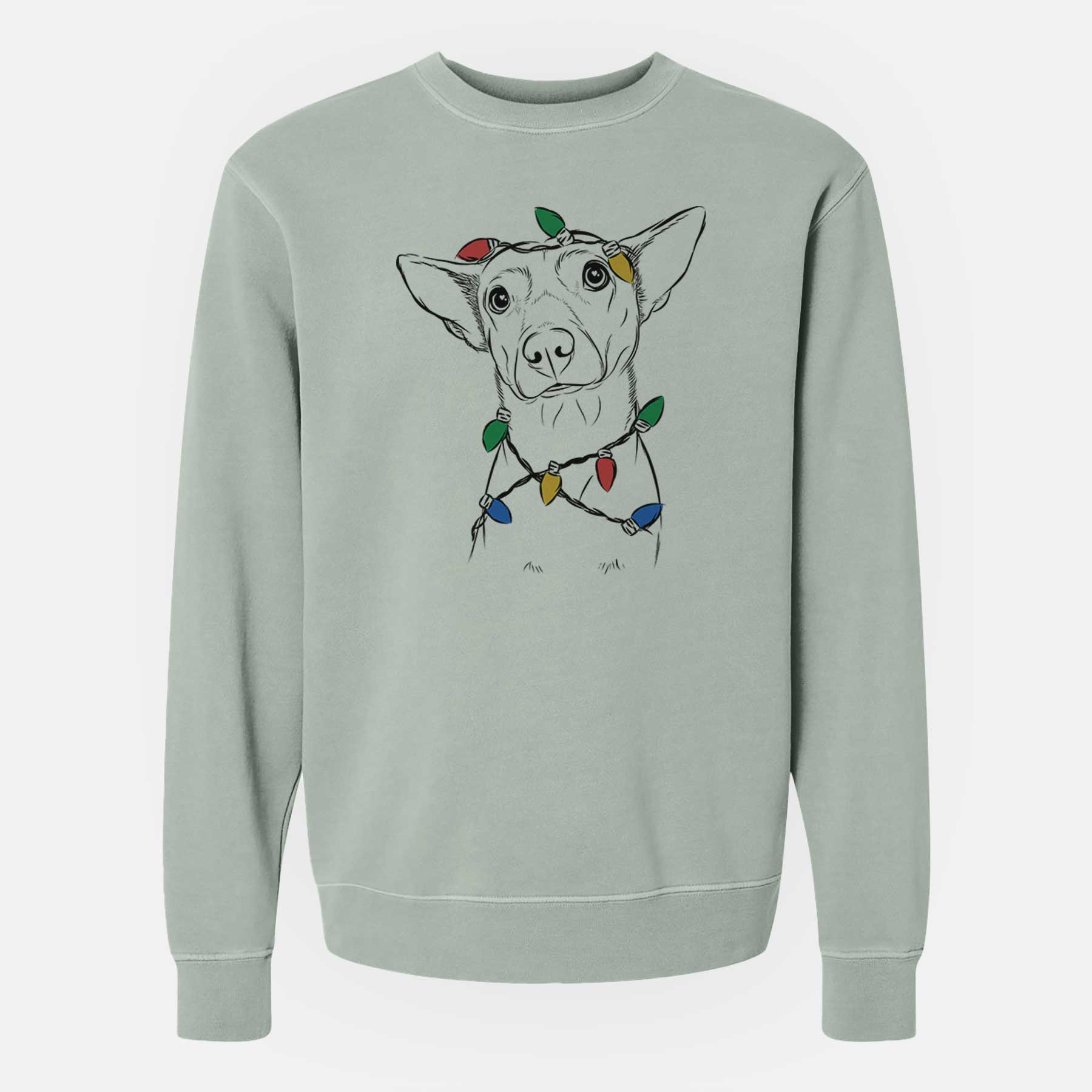 Christmas Lights Yogi the Mixed Breed - Unisex Pigment Dyed Crew Sweatshirt