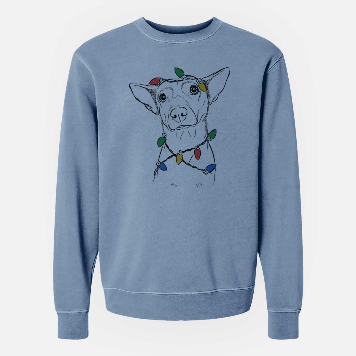 Christmas Lights Yogi the Mixed Breed - Unisex Pigment Dyed Crew Sweatshirt