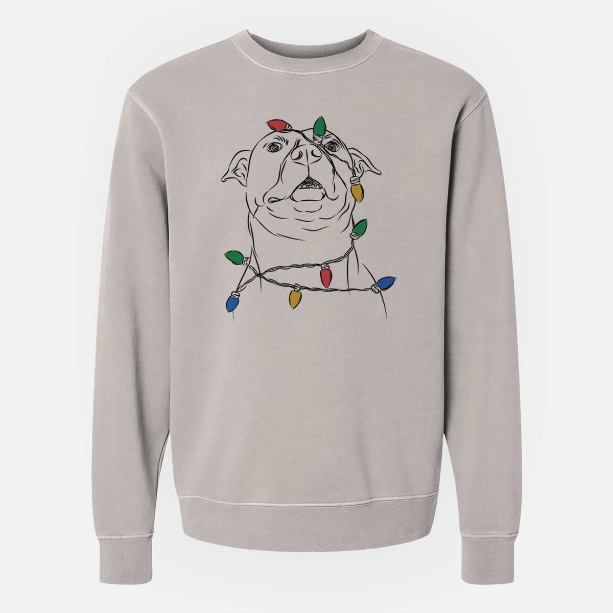 Christmas Lights Zada the Pitbull - Unisex Pigment Dyed Crew Sweatshirt