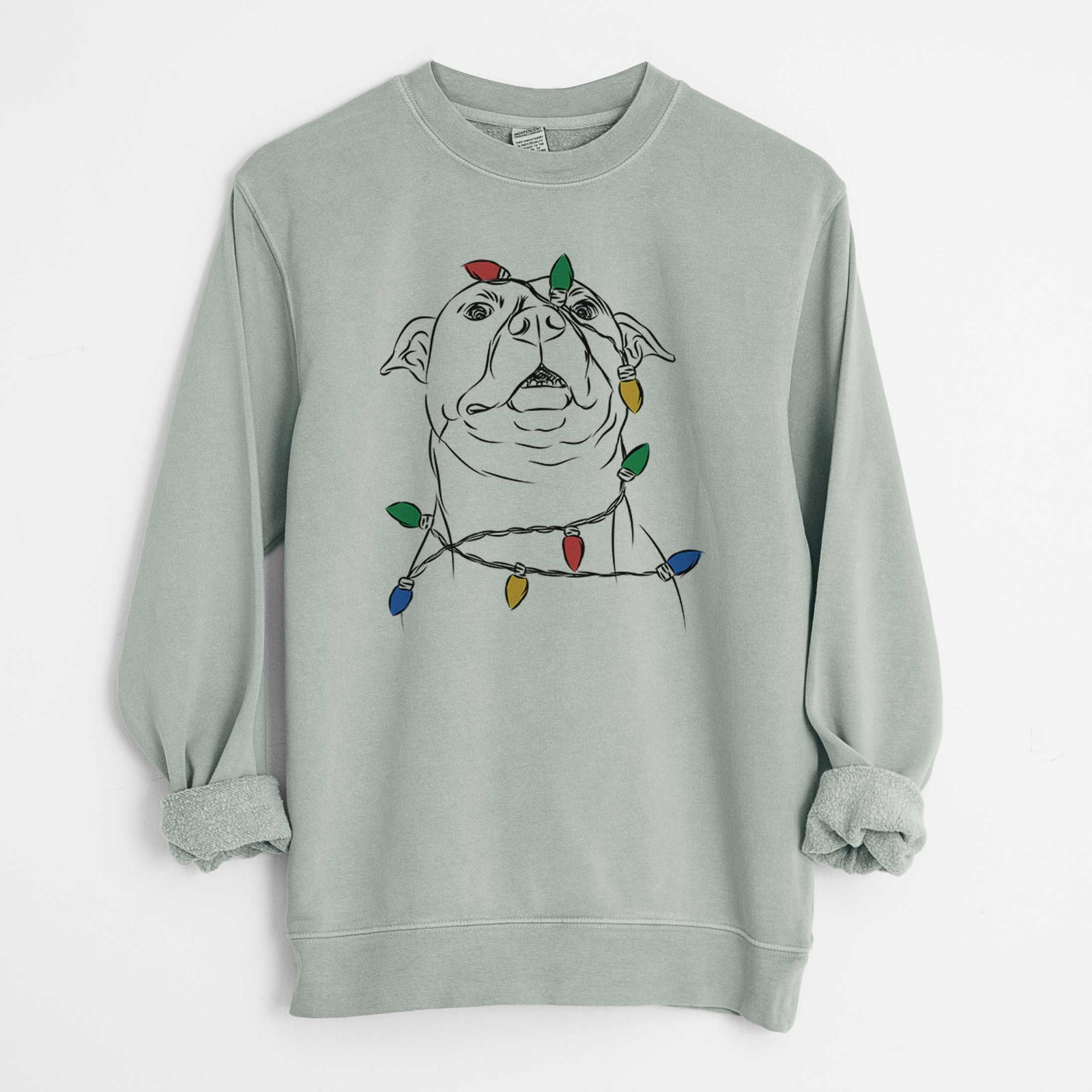 Christmas Lights Zada the Pitbull - Unisex Pigment Dyed Crew Sweatshirt