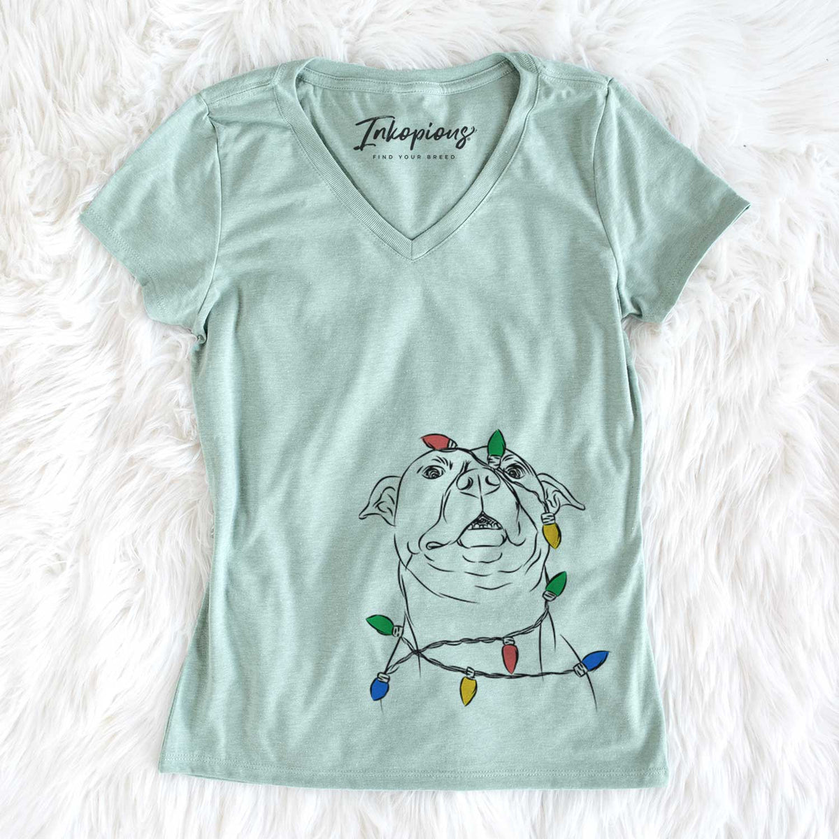 Christmas Lights Zada the Pitbull - Women's V-neck Shirt