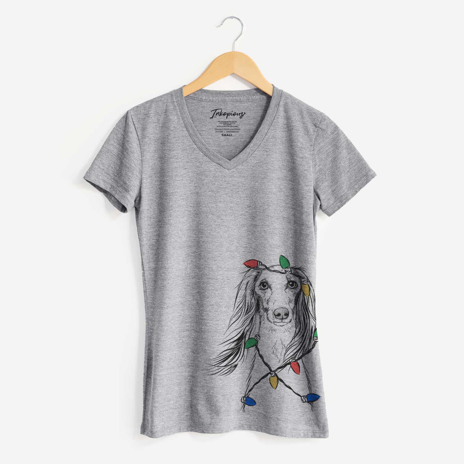 Christmas Lights Zahra the Saluki - Women's V-neck Shirt